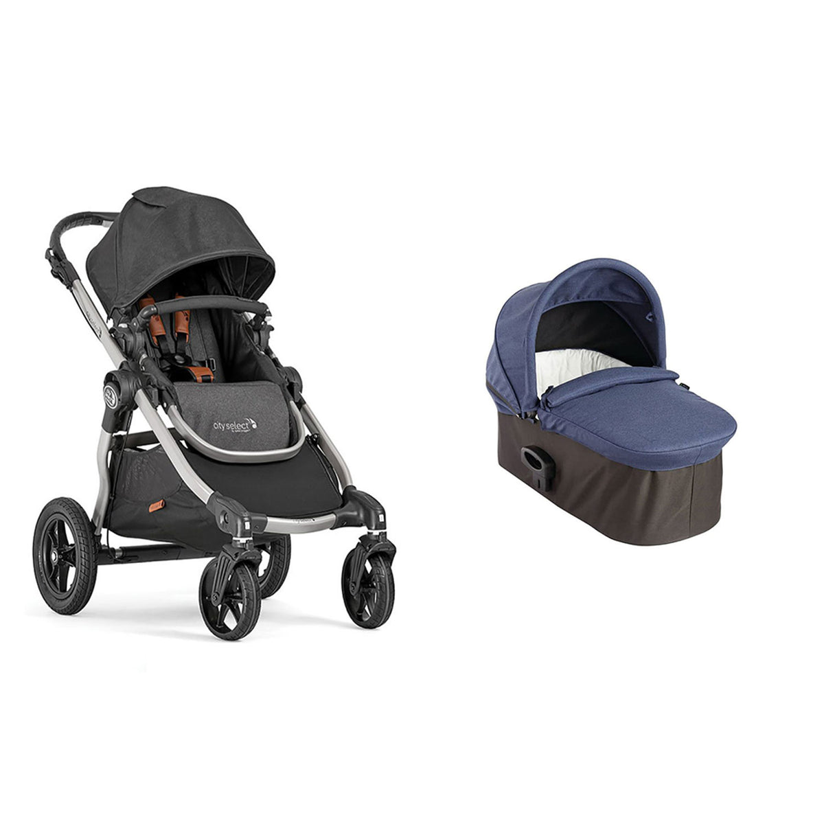 Baby Jogger City Select Single Convertible Baby Stroller + Pram Bassinet Kit