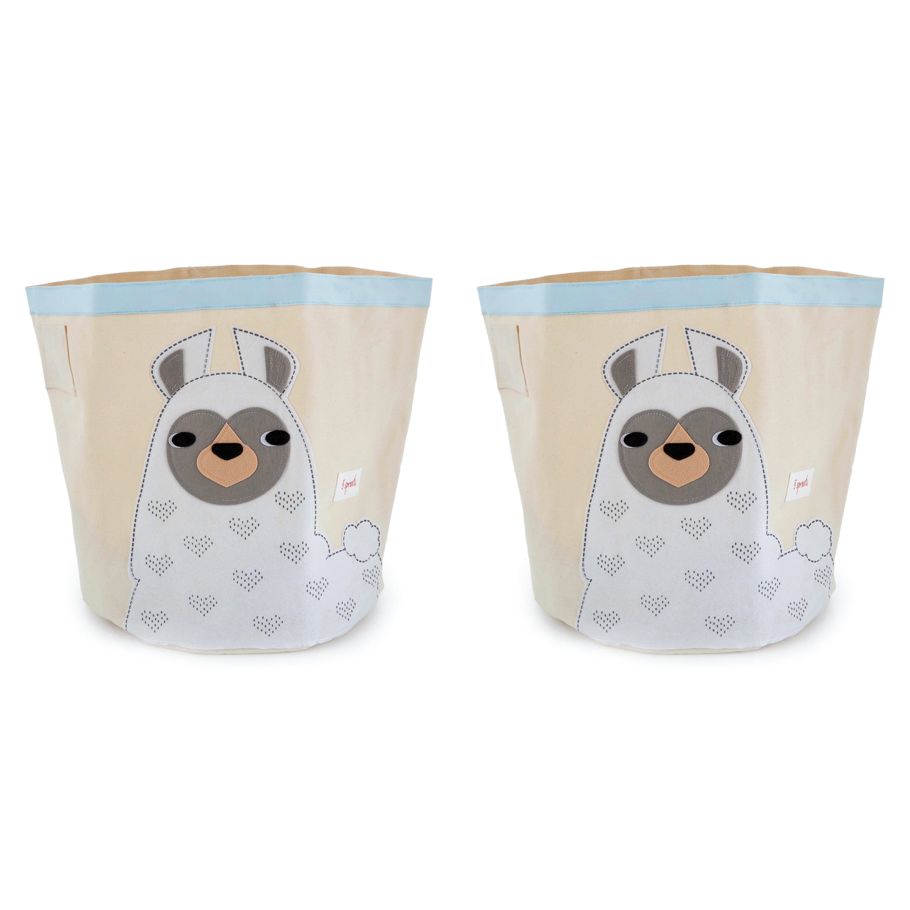 3 Sprouts Canvas Storage Bin Laundry/Toy Basket for Baby & Kids, Llama (2 Pack)