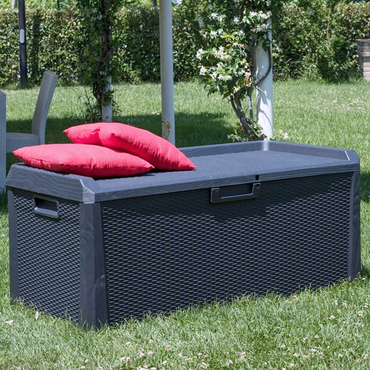 Toomax Santorini Plus Patio Deck Box Bench, 145 Gallon (Anthracite) (For Parts)