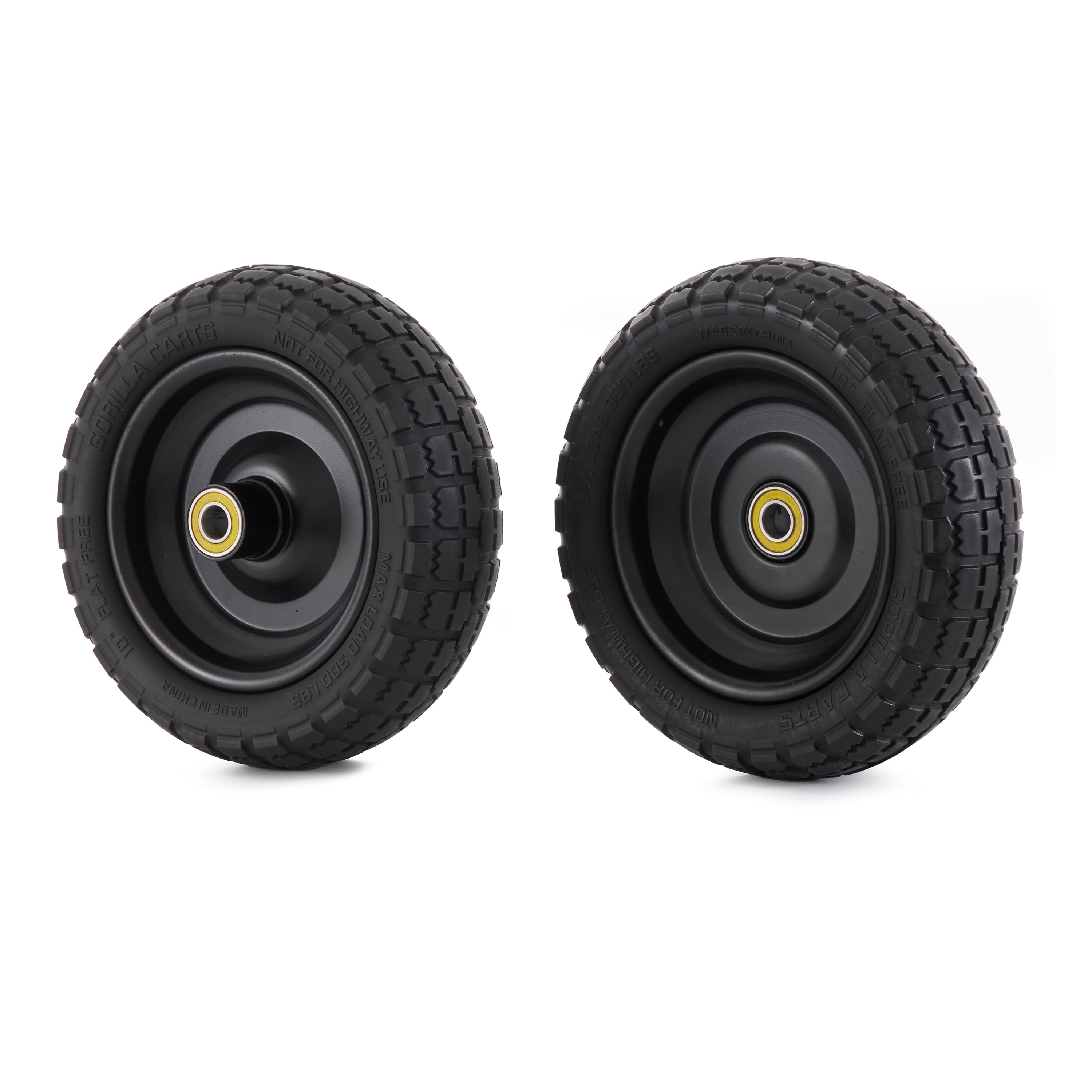 Gorilla Carts 10" No Flat Replacement Tire for Utility Cart, 2 Pack (For Parts) - VMInnovations