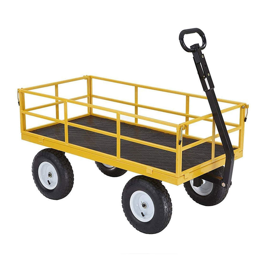 Gorilla Carts Steel Utility Cart, 7 Cu Ft Garden Wagon w/Removable Sides, Yellow - VMInnovations