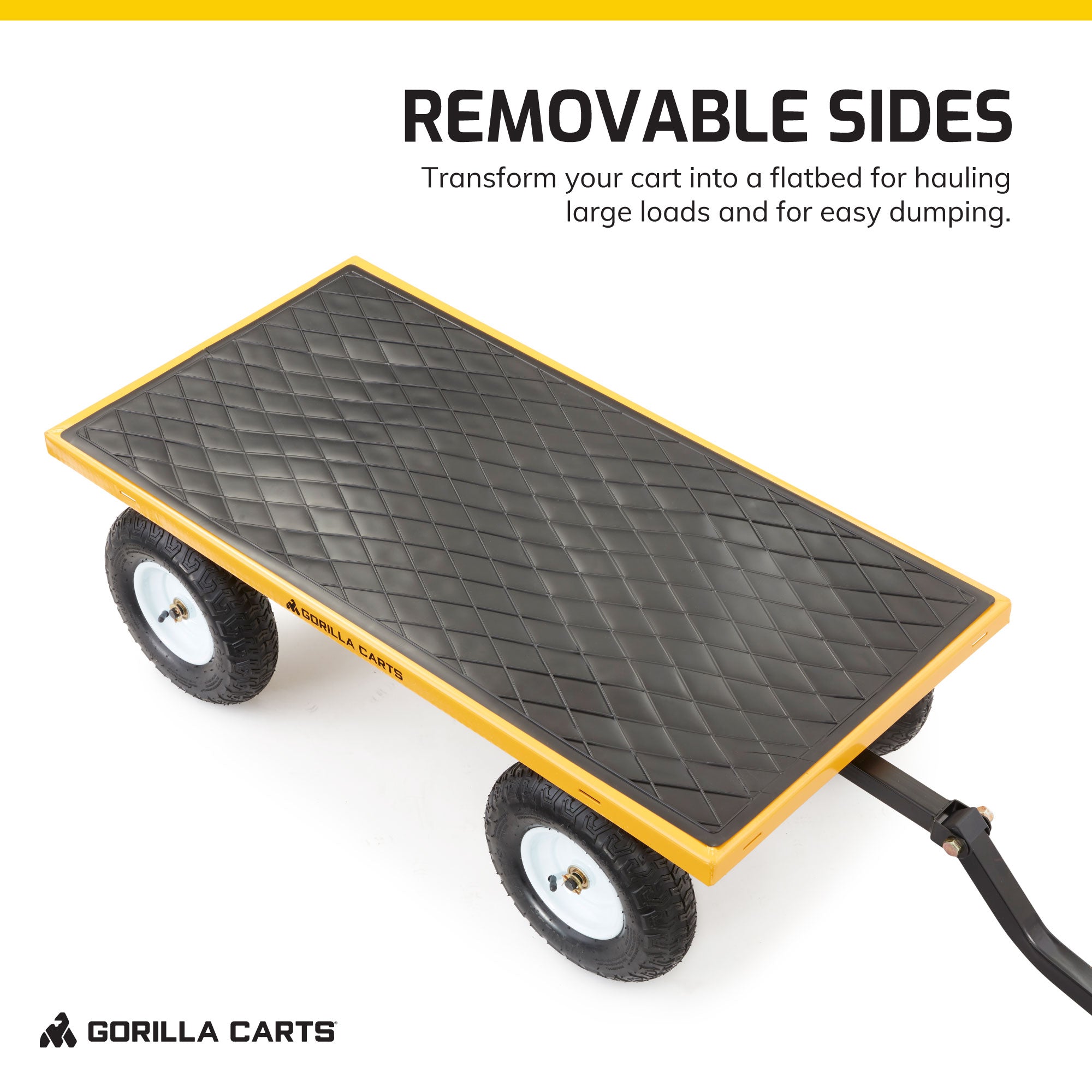 Gorilla Carts 1200 Pound Capacity Utility Wagon with Removable Sides (Open Box) - VMInnovations