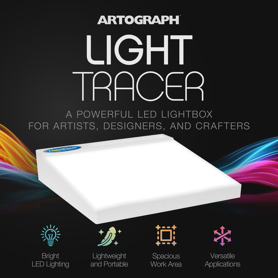 Artograph LightTracer LED Lightbox, 12" x 10" Drawing Board with Storage Tray - VMInnovations