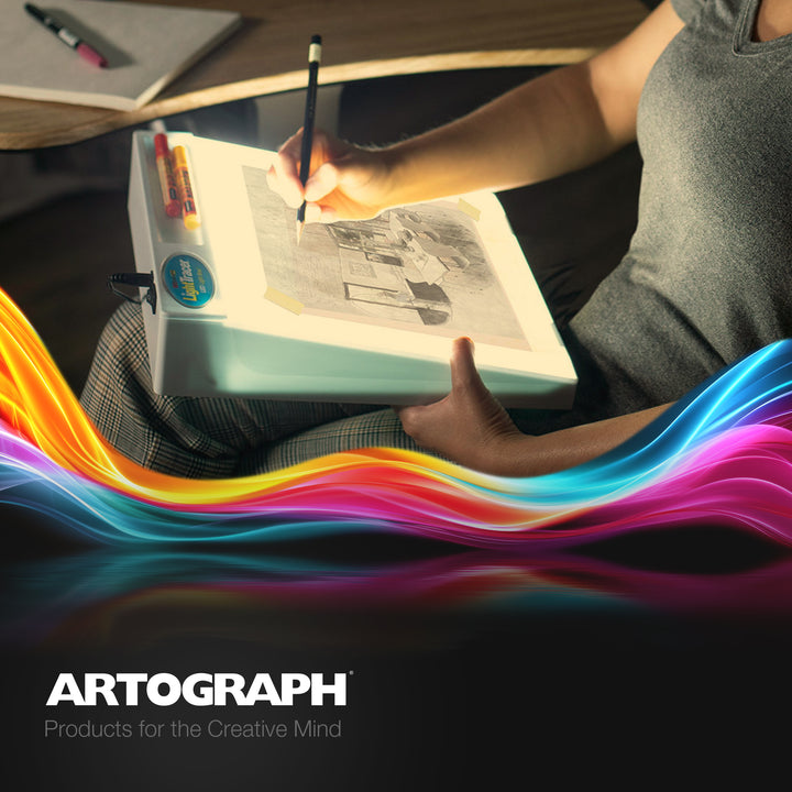Artograph LightTracer LED Lightbox, 12" x 10" Drawing Board with Storage Tray - VMInnovations
