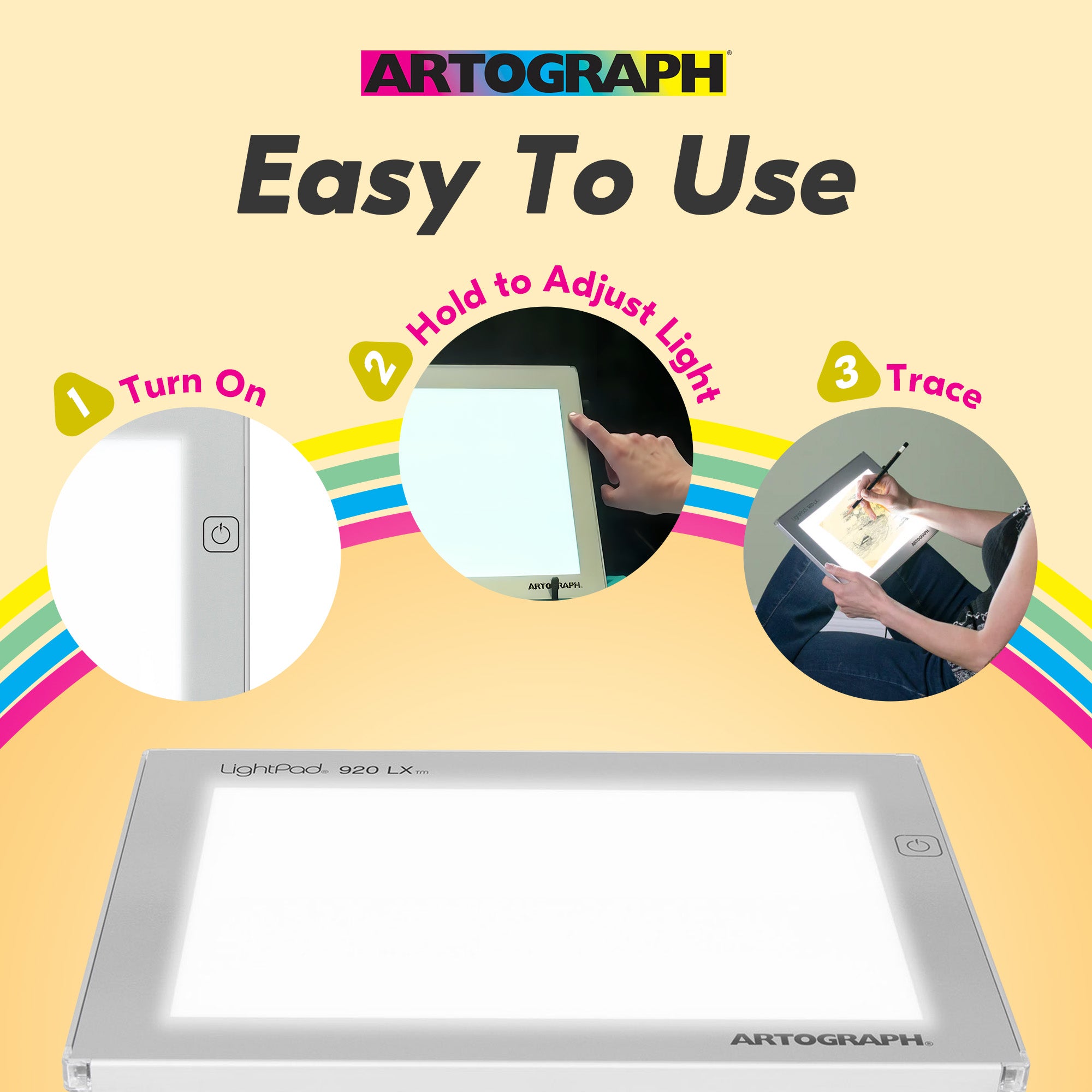 Artograph Featherweight 9"x6" Dimmable Slim Lightpad + PadPucks Stackable Stand