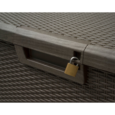 Toomax Santorini Plus Deck Outdoor Storage Chest Box Bench, 145 Gallon (Brown)