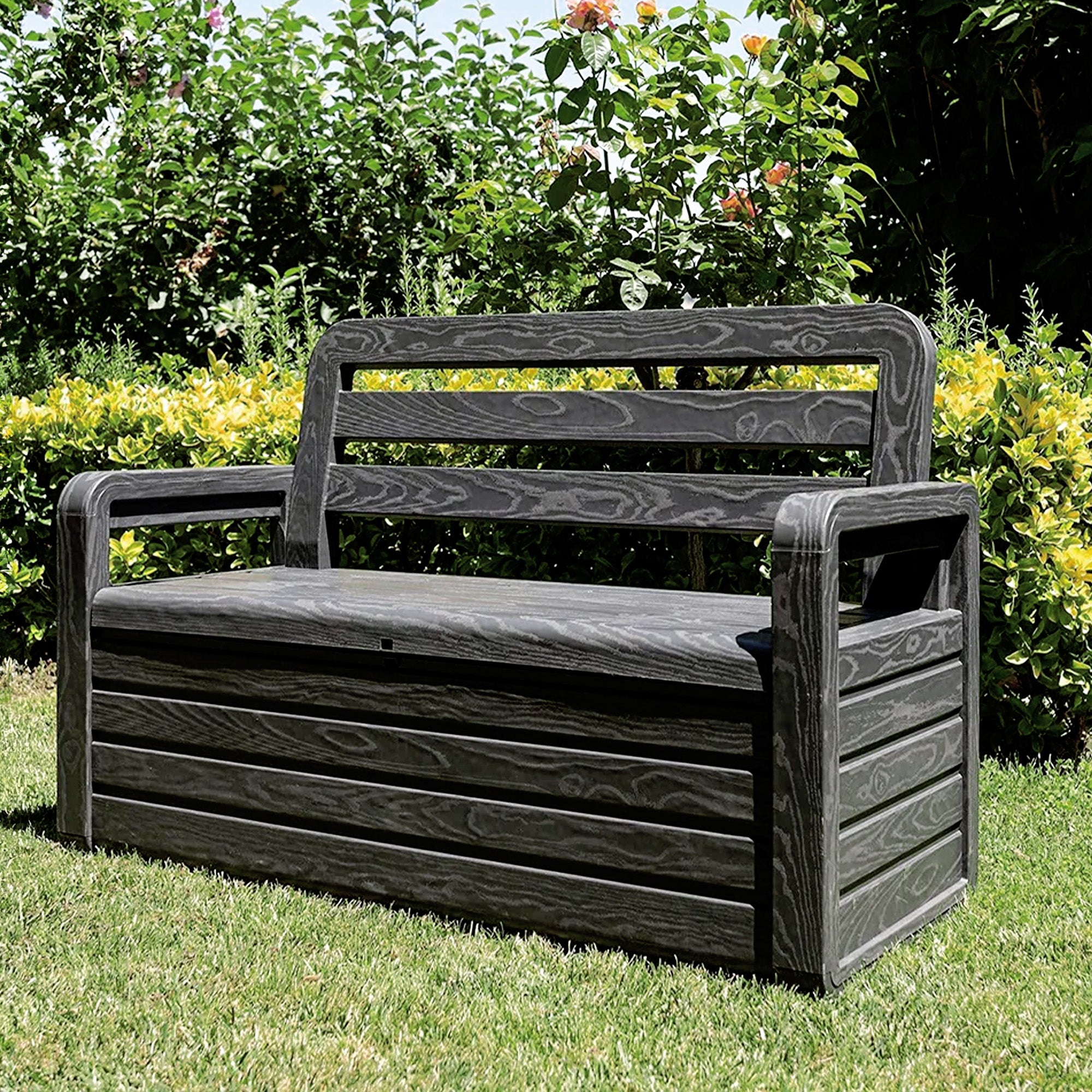 Toomax Foreverspring 70 Gallon Deck Storage Box Chest Bench, Dark Gray (Used) - VMInnovations