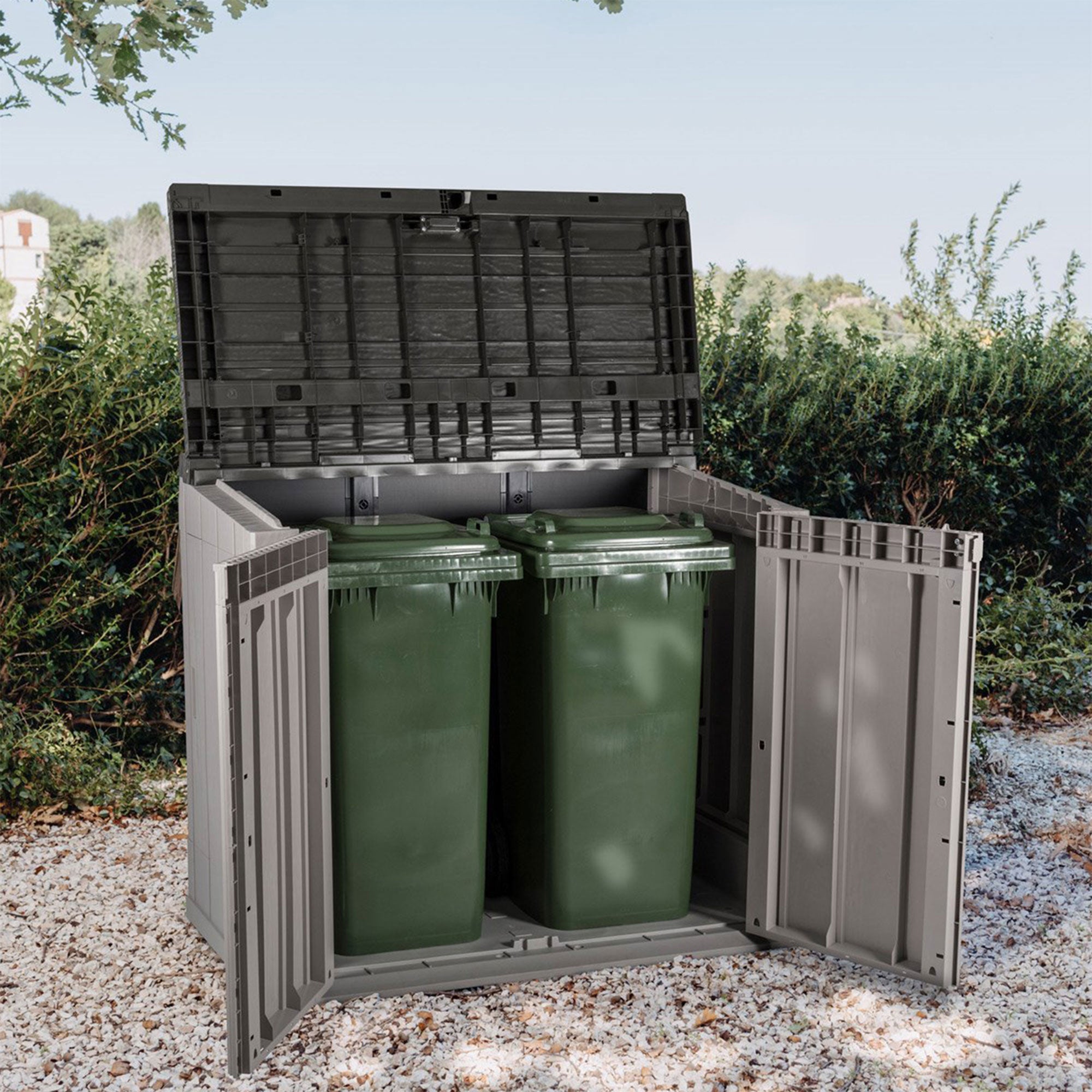 Toomax Stora Way Outdoor Storage Shed Cabinet, Taupe Grey/Anthracite (Open Box) - VMInnovations