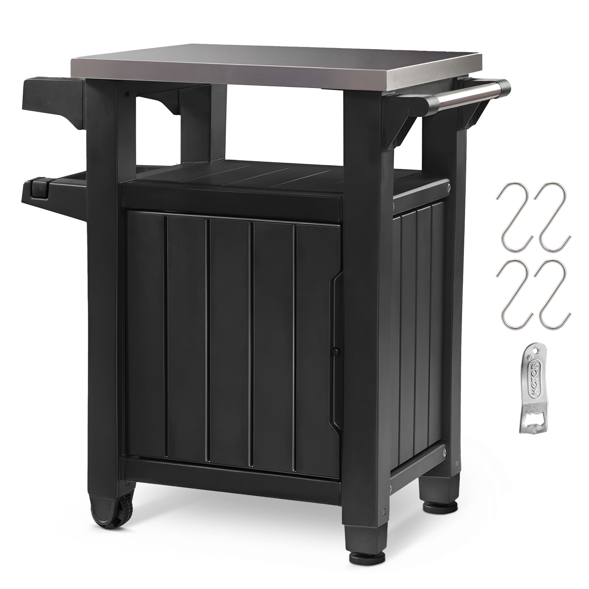 Keter 230852 Unity Portable Table and Storage Cabinet with Hooks, Gray(Open Box) - VMInnovations