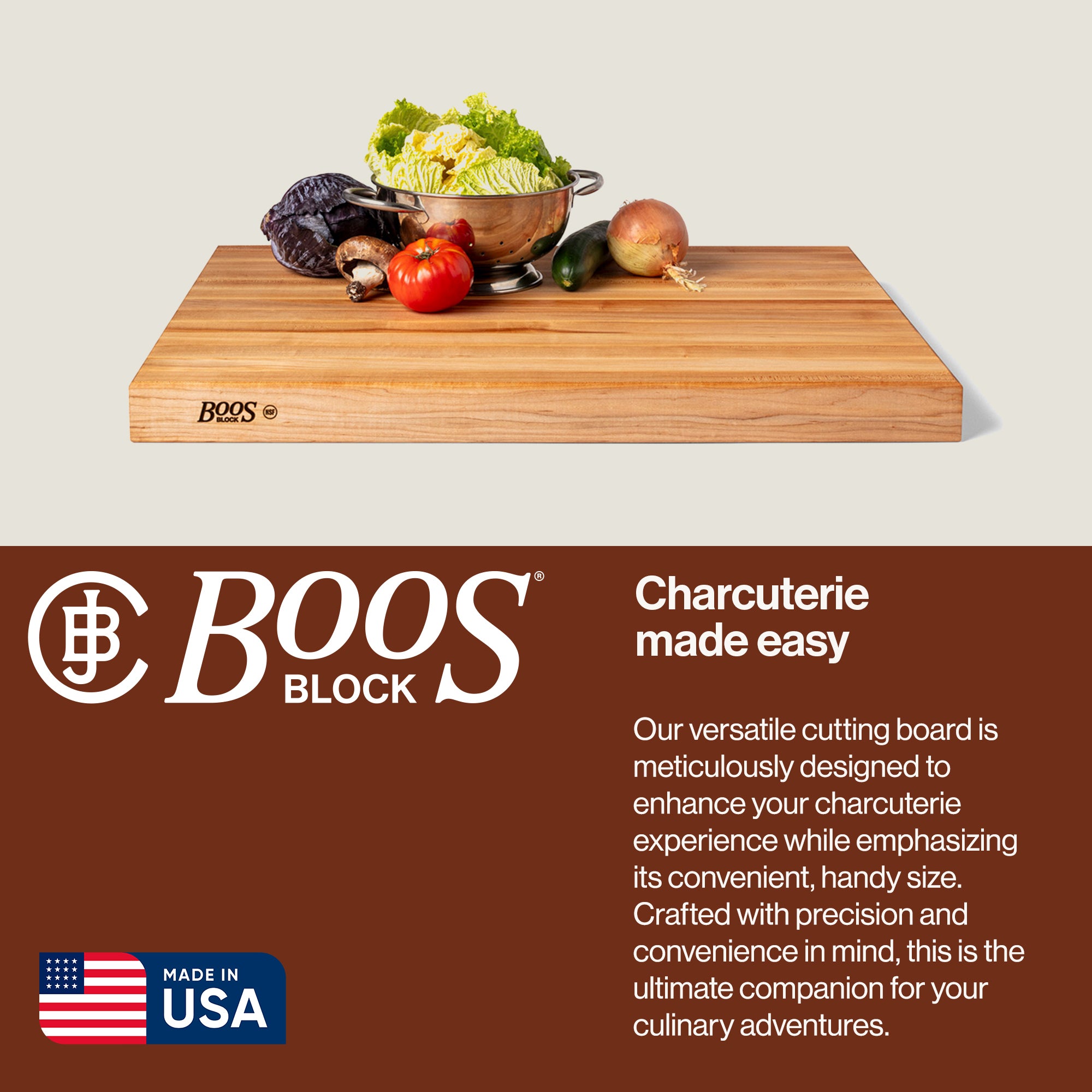 John Boos 30 Inch Wide Flat Edge Grain Cutting Board, Maple Wood (Open Box)