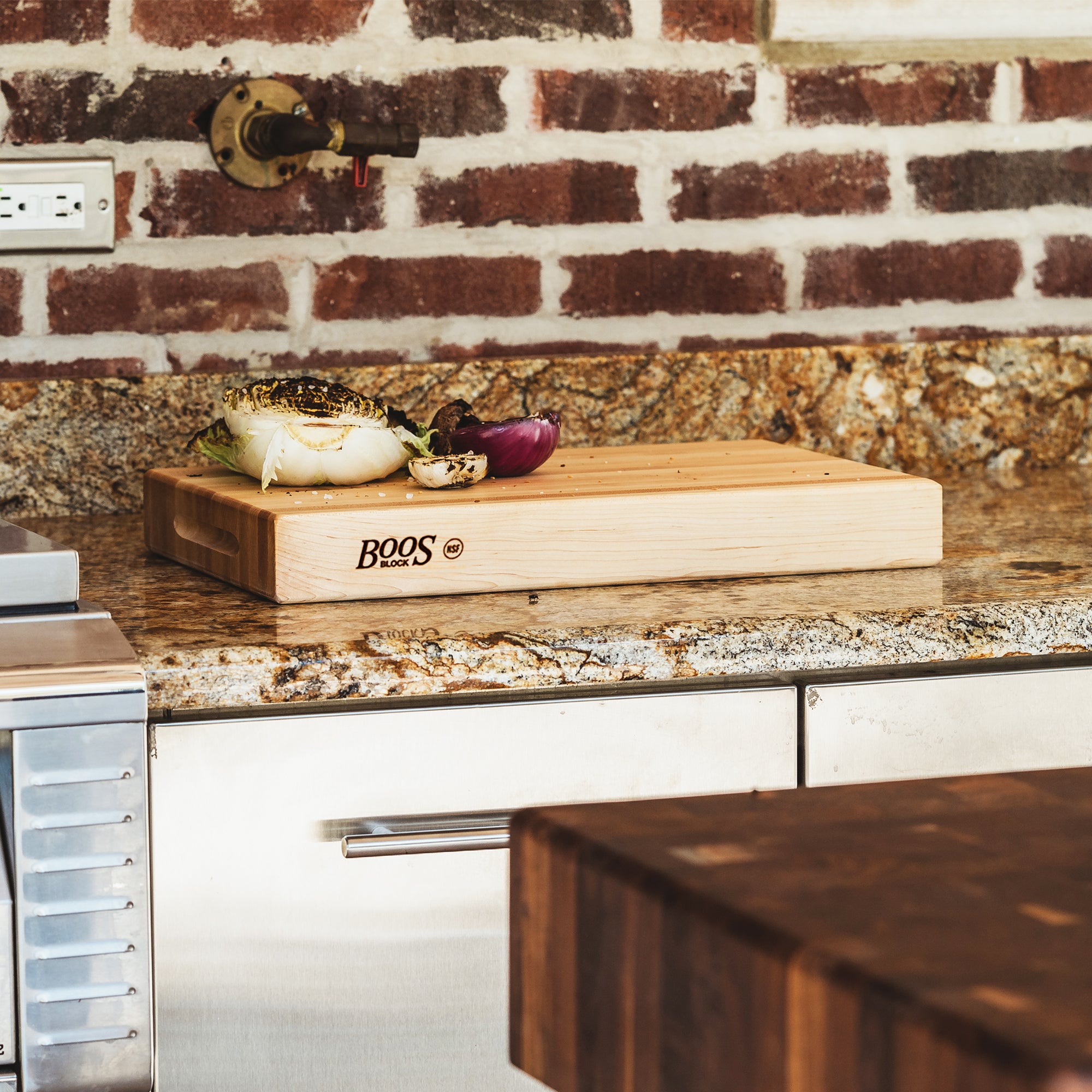 John Boos Maple Wood Edge Grain Cutting Board for Kitchen Prep, 30" x 23" x 2.25"
