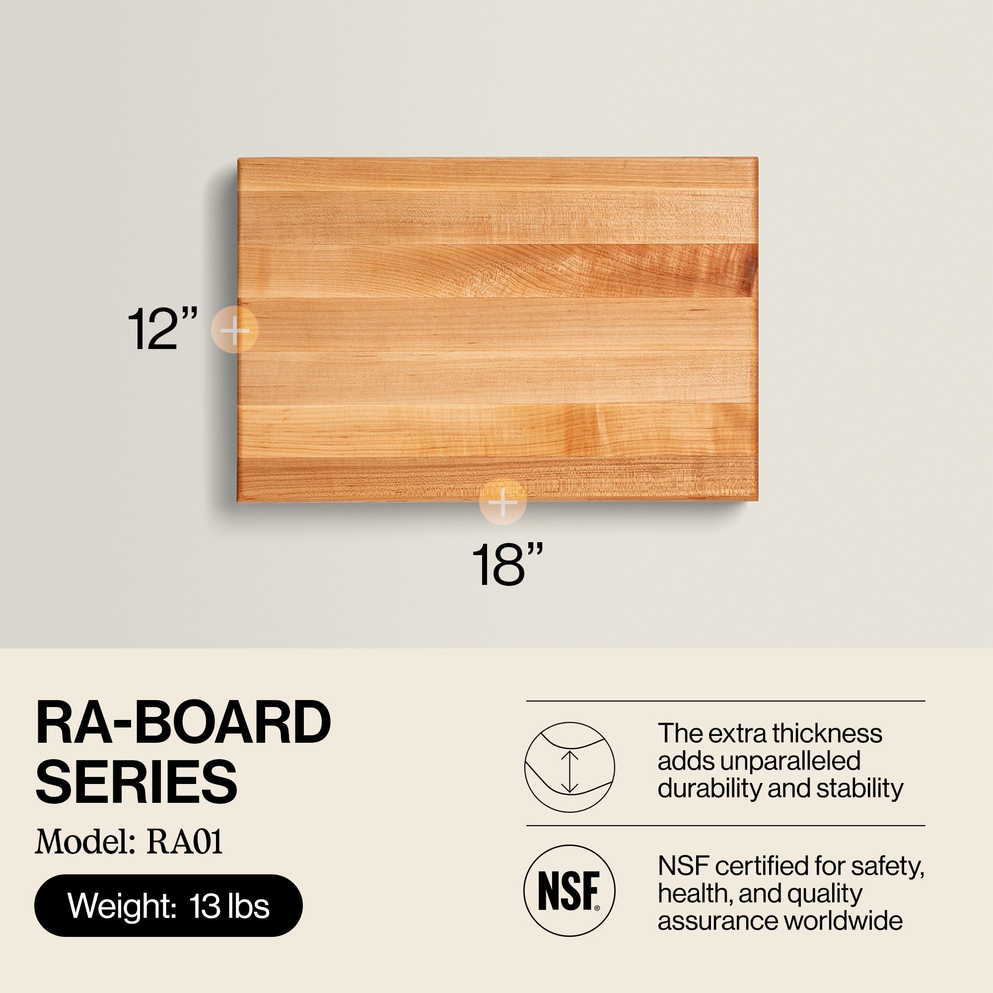 John Boos Maple Wood Edge Grain Cutting Board 18" x 12" x 2.25" (Used) - VMInnovations