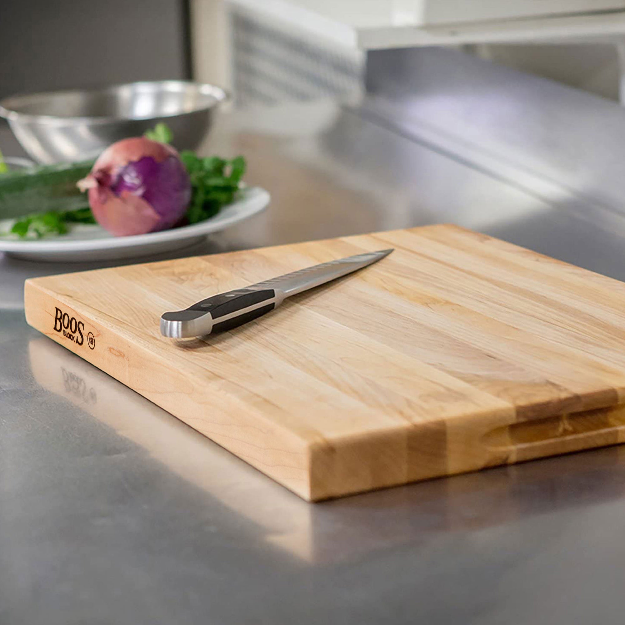 John Boos Edge Grain Maple Wood Reversible Cutting Board Block (Open Box) - VMInnovations