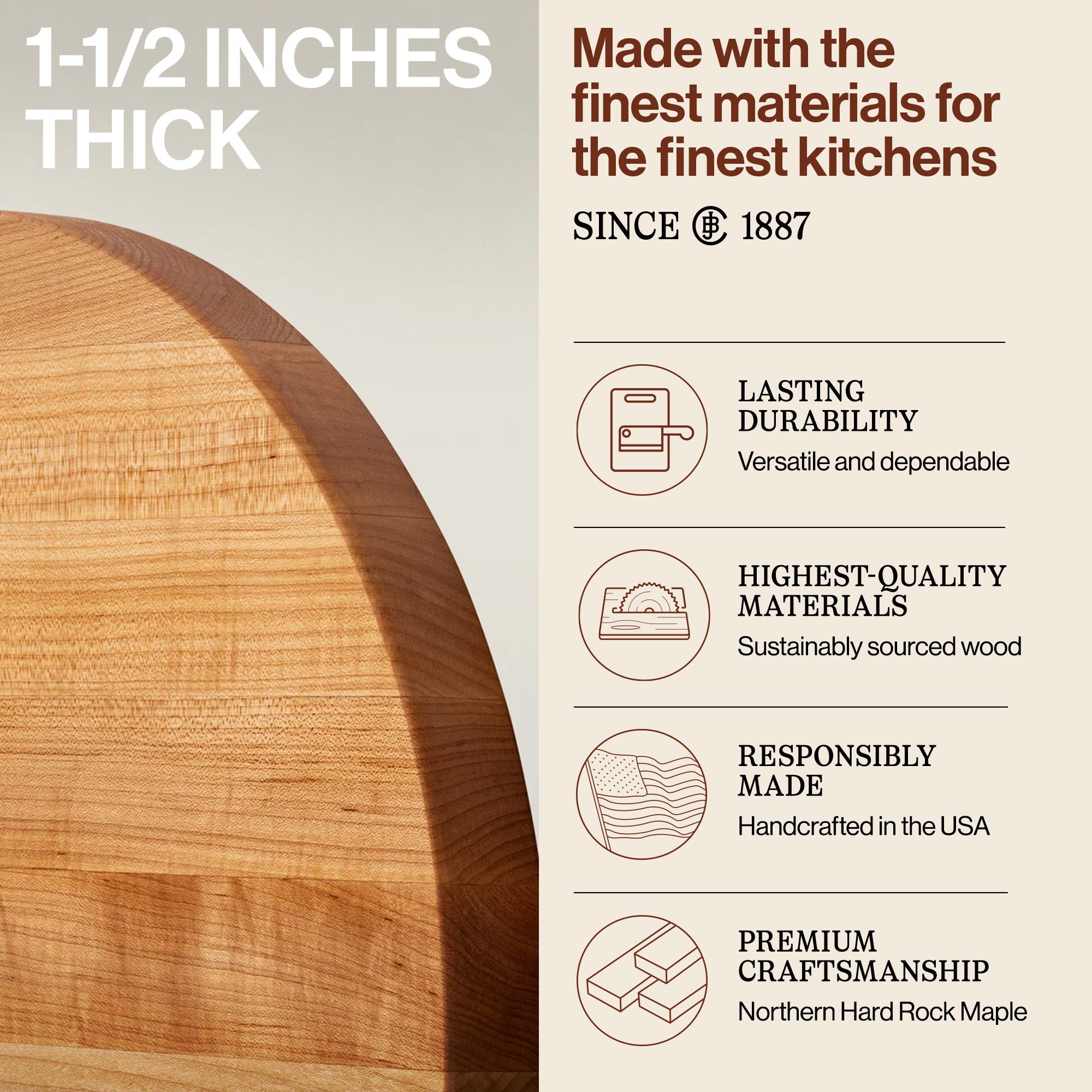 John Boos R Board 18" Diameter 1.5" Thick Round Cutting Board, Maple (Open Box) - VMInnovations