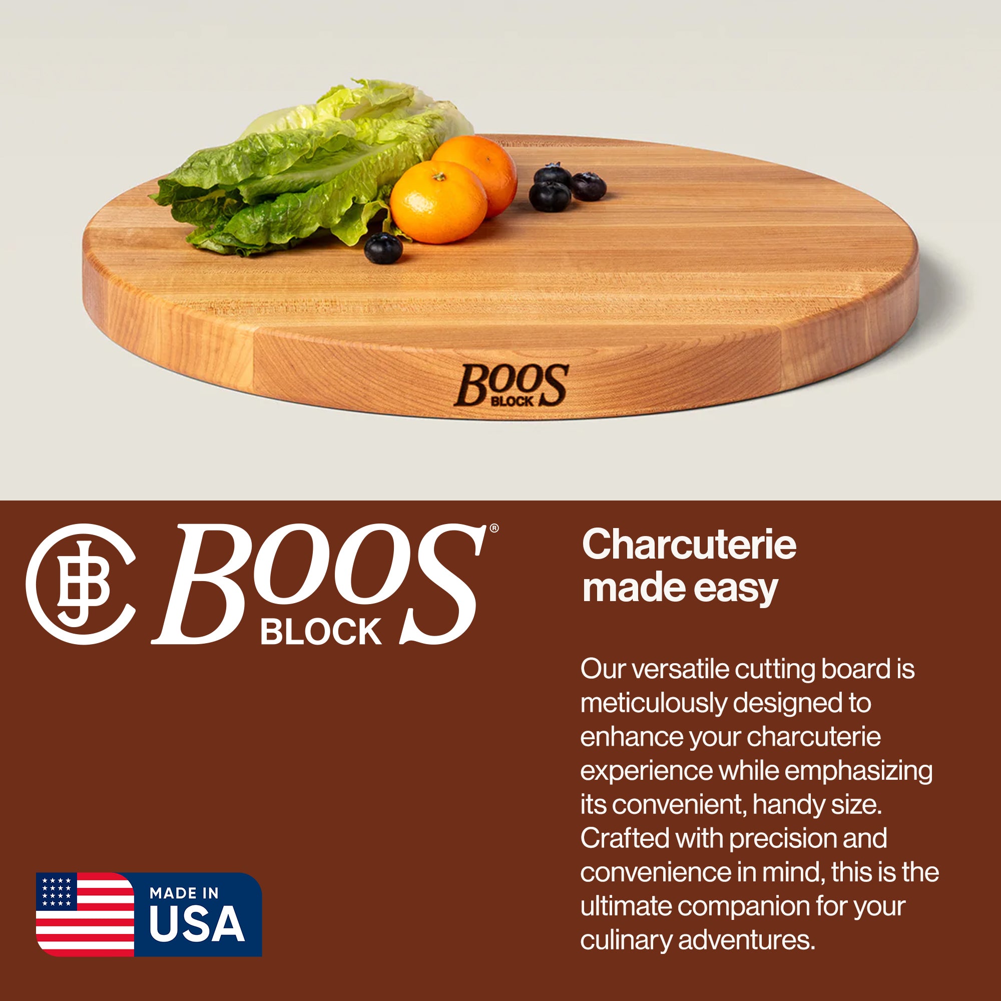 John Boos R Board 18" Diameter 1.5" Thick Round Cutting Board, Maple (Open Box) - VMInnovations