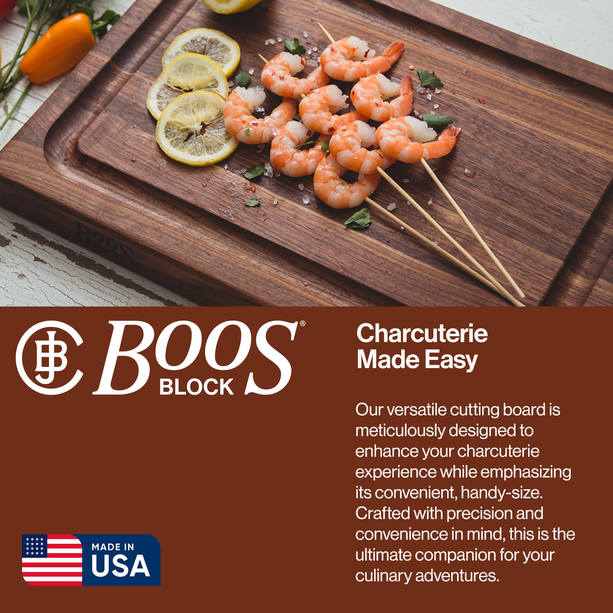 John Boos Reversible 18" BBQ Carving Cutting Board w/ Juice Groove, Walnut(Used) - VMInnovations