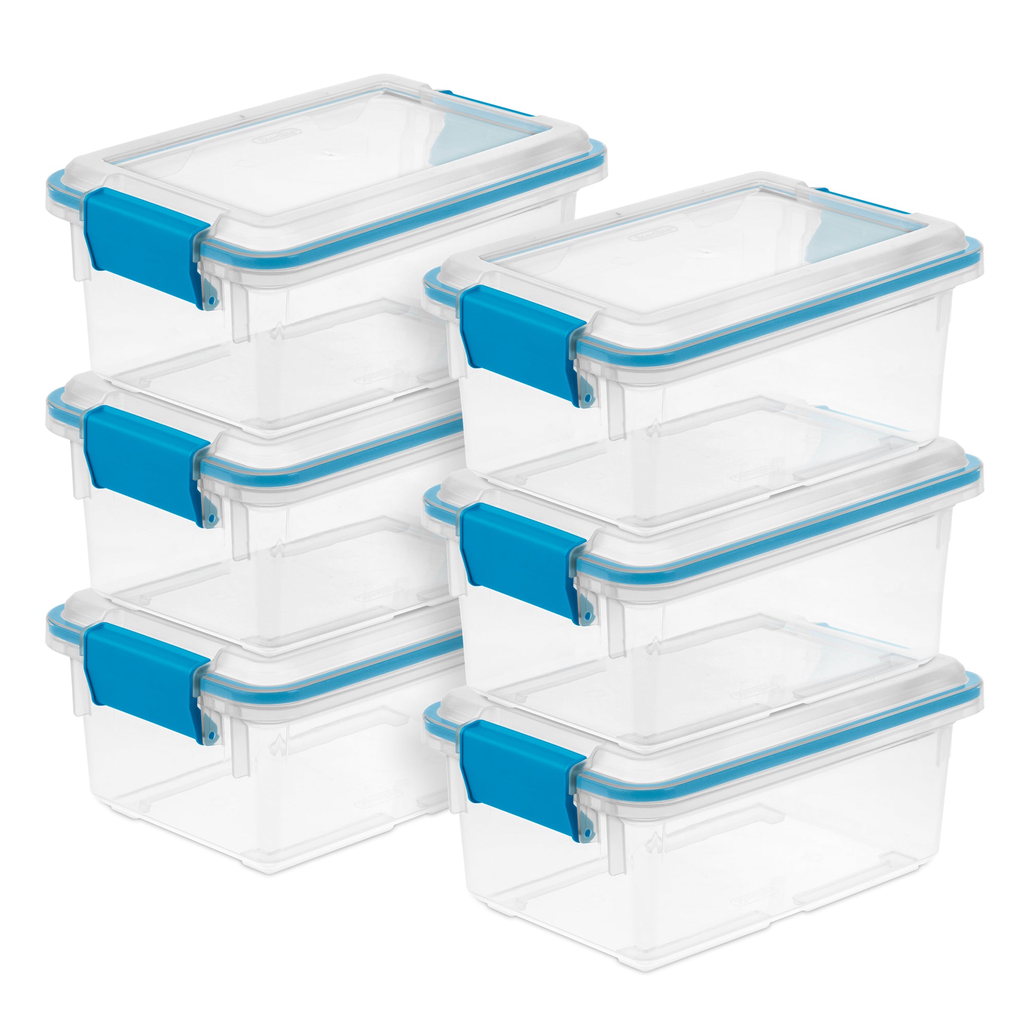 Sterilite 7.5 Quart Gasket Box, Stackable Storage Bin with Latching Lid, 6 Pack - VMInnovations