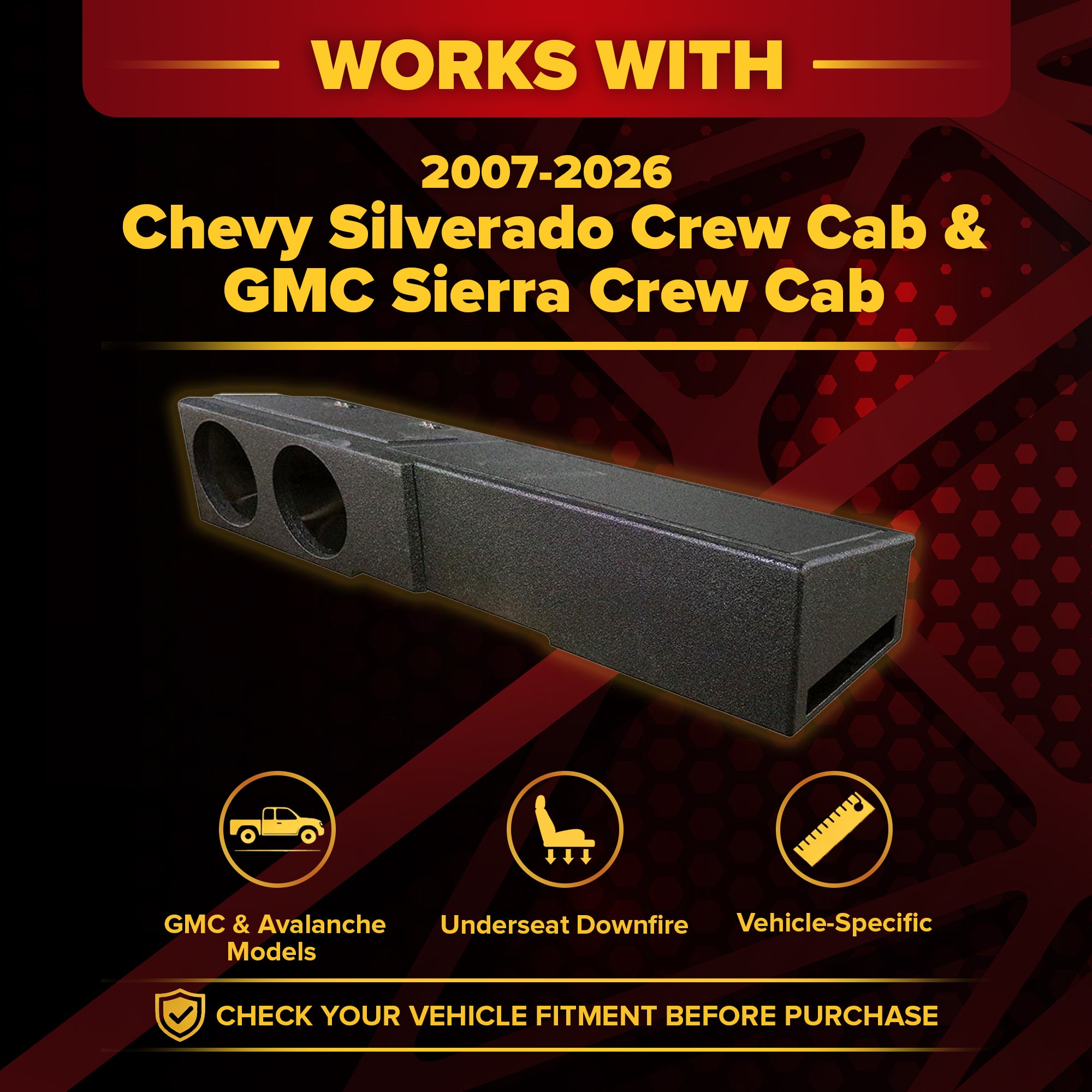 QPower 8 Inch Dual Port Subwoofer Box for GMC and Chevy Crew Cab (Open Box)