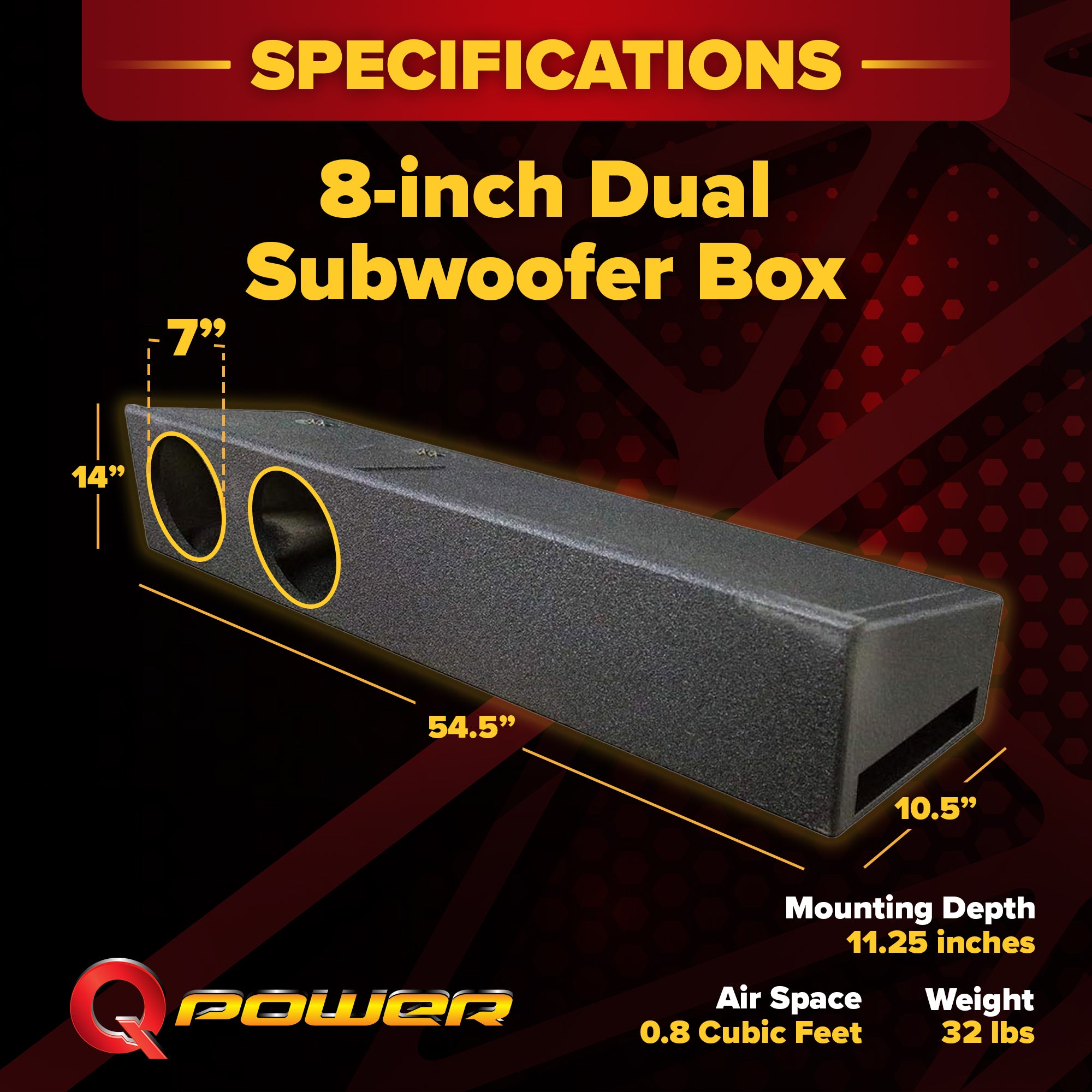 QPower Dual 8" Sub Box - Ford F150 SuperCrew 09-26, F250/F350 Super Duty 17-26