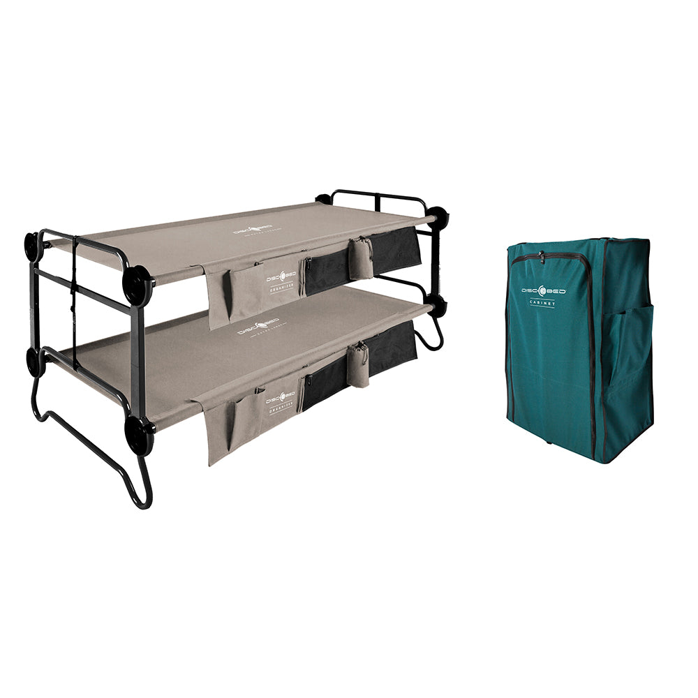 Disc-O-Bed XL Cam-O-Bunk Double Cot w/ Organizer & 3 Shelf 6 Compartment Cabinet