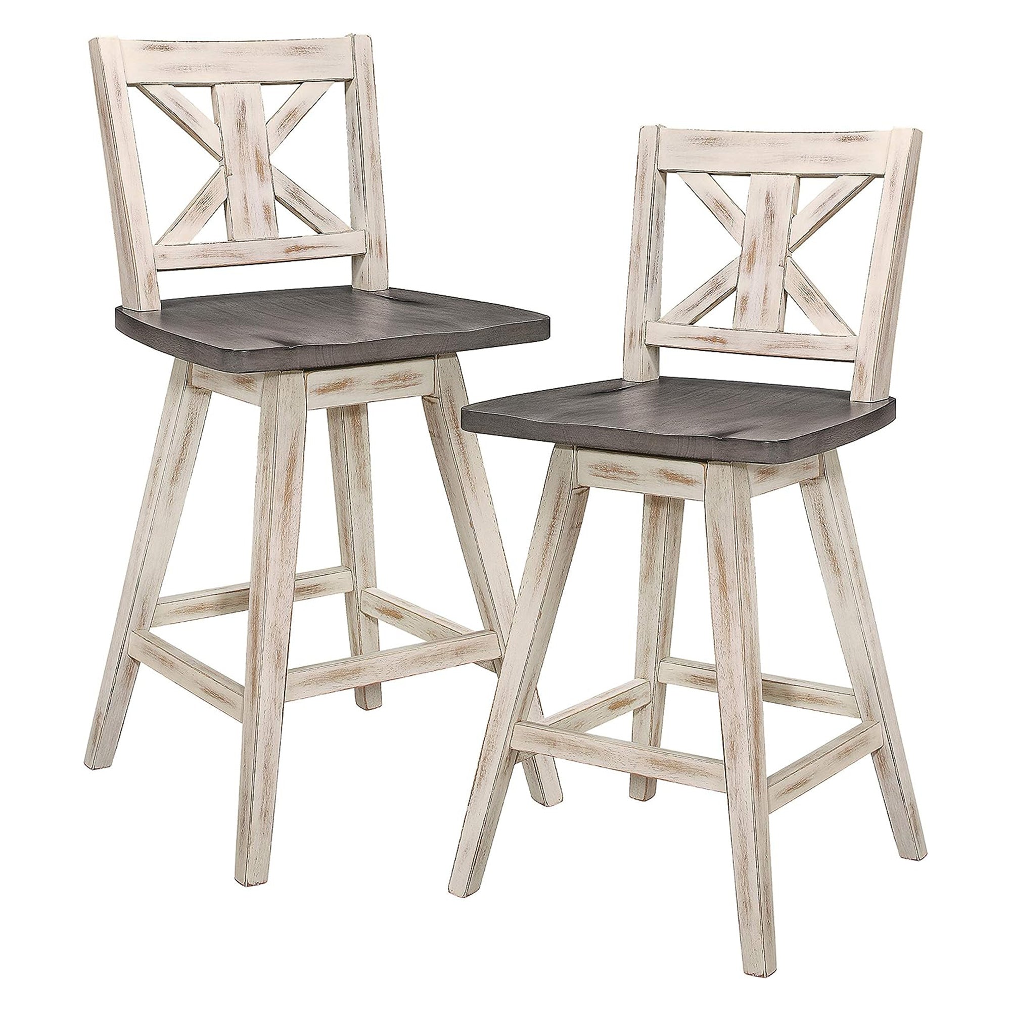 Homelegance Amsonia 24" Swivel Bar Height Chair Stool, White (2 Pack) (Open Box)