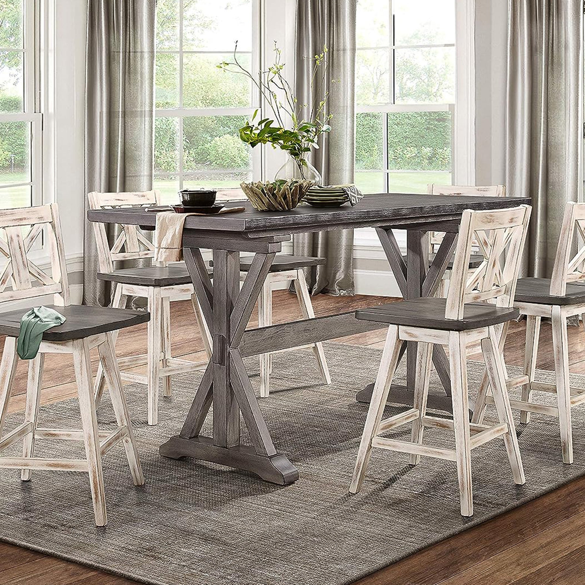 Homelegance Amsonia 360 Swivel Bar Counter Height Chair Stool, White (2 Pack) (Refurbished)