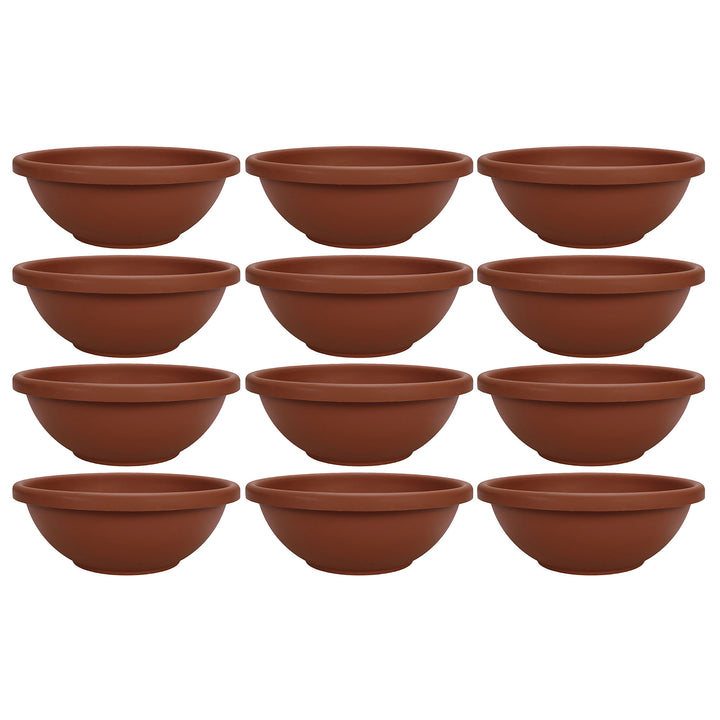 HC Companies 18 Inch Resin Garden Bowl Planter Pot, Terra Cotta Clay (12 Pack)