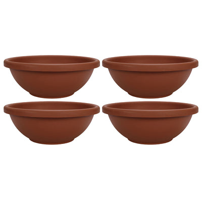 HC Companies 18 Inch Resin Garden Bowl Planter Pot, Terra Cotta Clay (2 Pack)