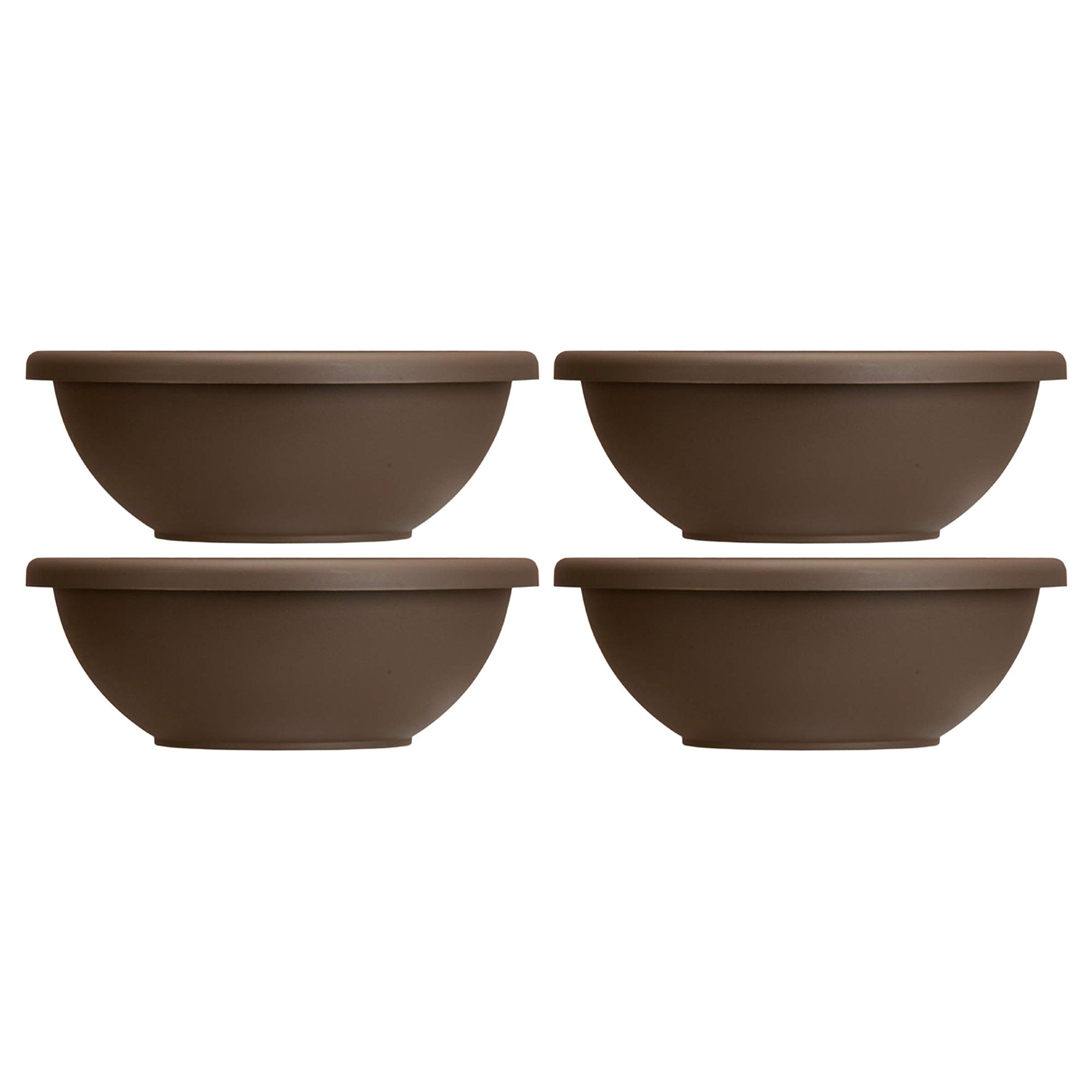 HC Companies 22 Inch Resin Garden Bowl Planter Pot, Chocolate Brown (4 Pack) - VMInnovations