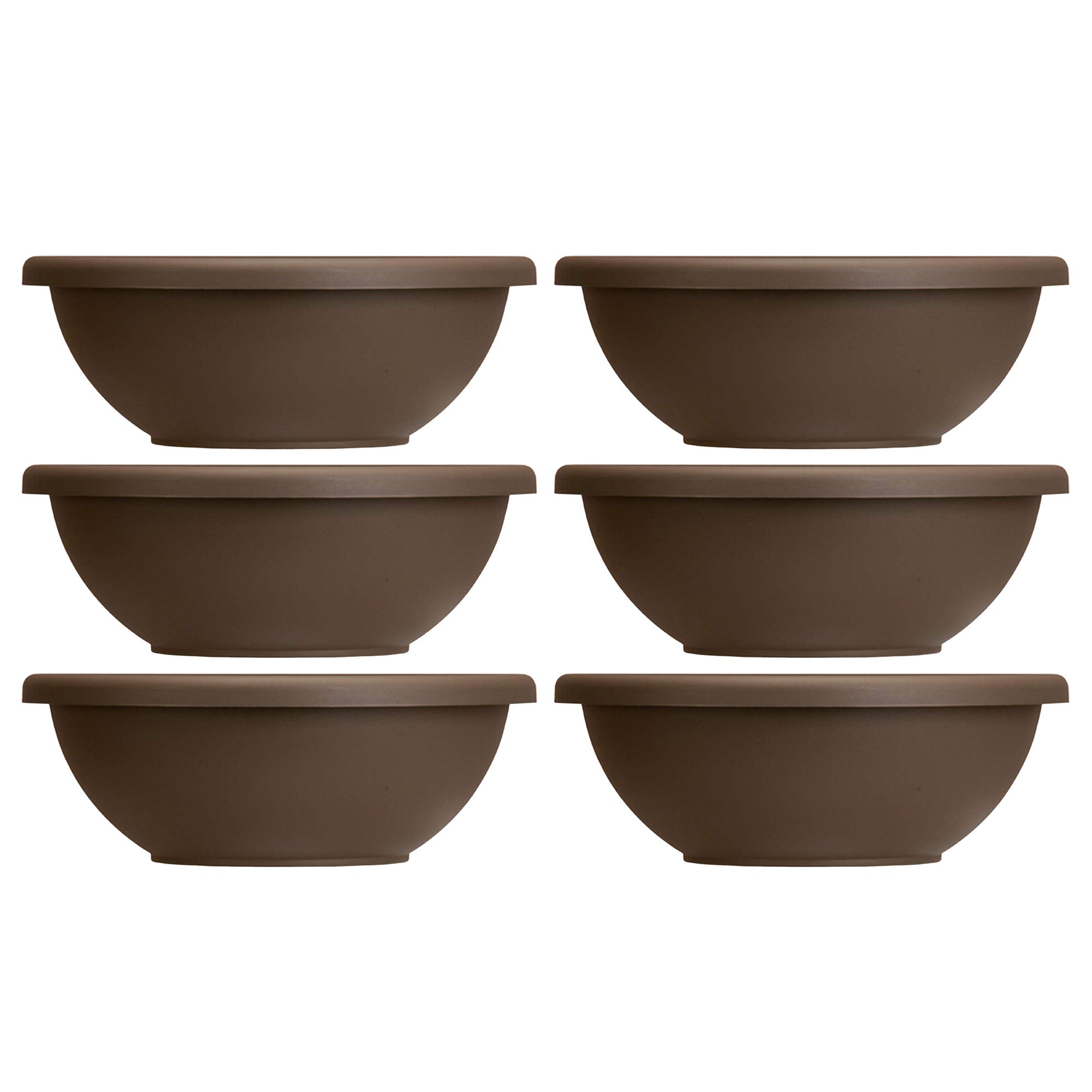 HC Companies 22 Inch Resin Garden Bowl Planter Pot, Chocolate Brown (6 Pack) - VMInnovations