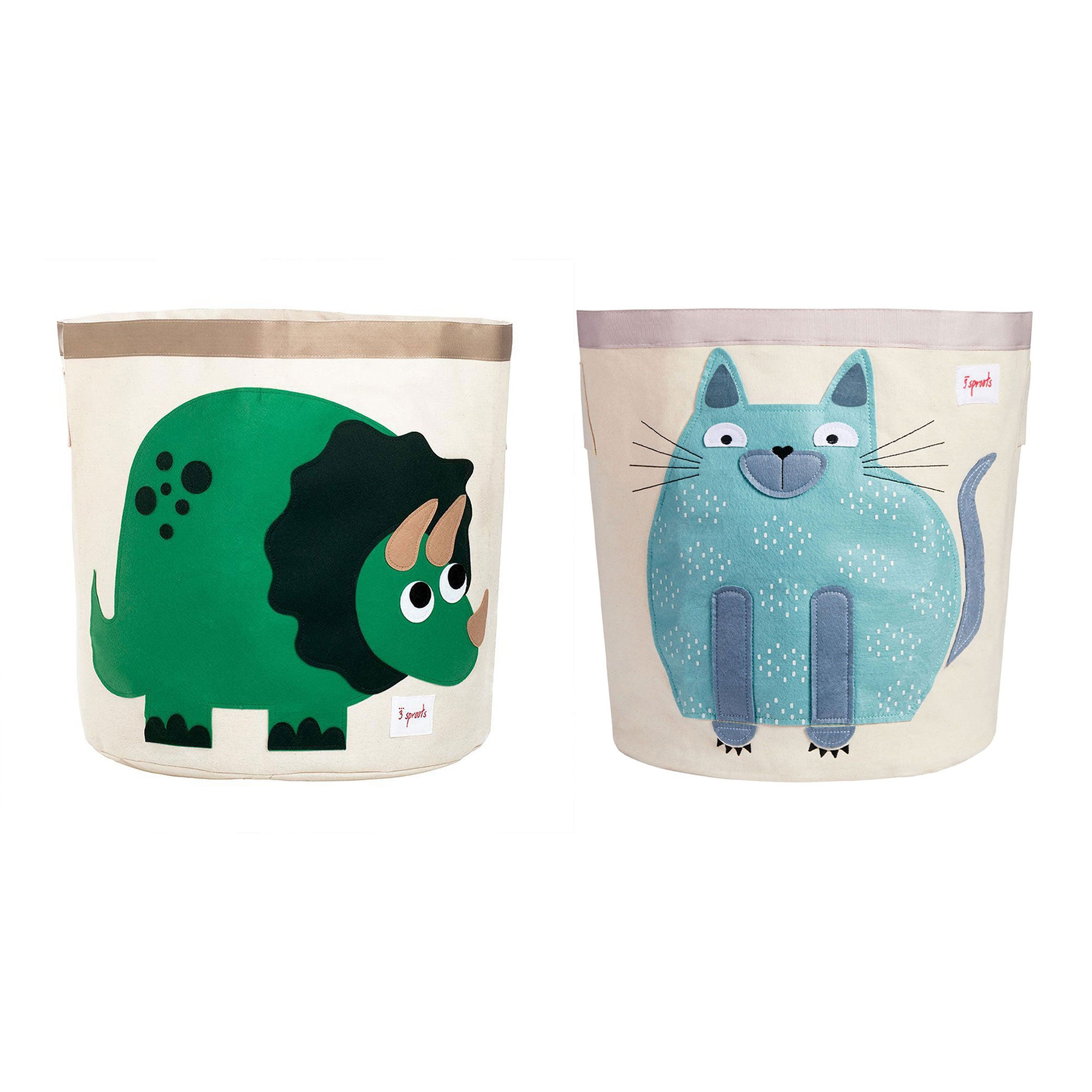 3 Sprouts Baby/Toddler Room Storage Laundry Toy Basket, Cat & Dinosaur (2 Pack) - VMInnovations