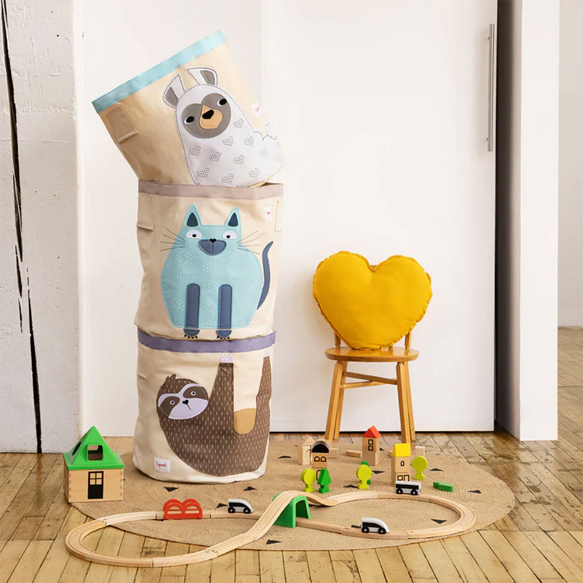3 Sprouts Baby/Toddler Room Storage Laundry Toy Basket, Cat & Dinosaur (2 Pack) - VMInnovations