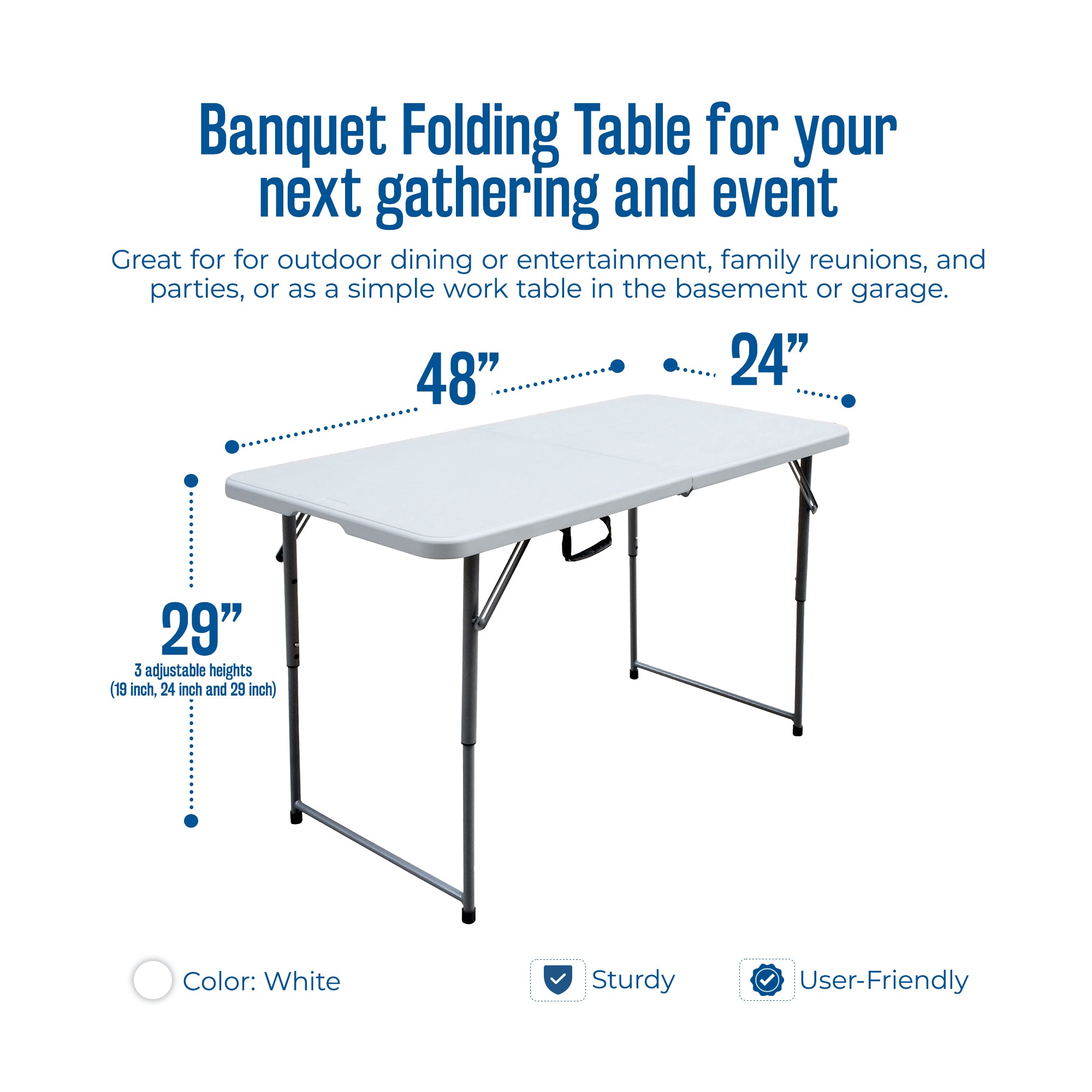 Plastic Development Group PDG-802 48 In Bi Fold Plastic Table (Used) - VMInnovations