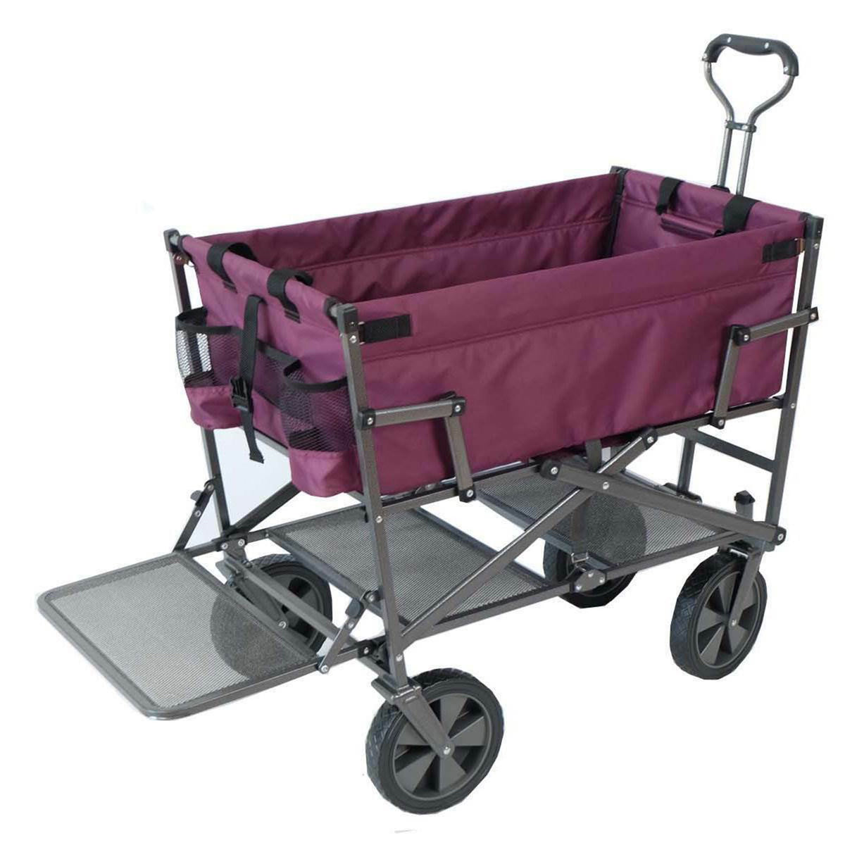 Mac Sports Heavy Duty Steel Double Decker Yard Cart Wagon, Purple (Used)