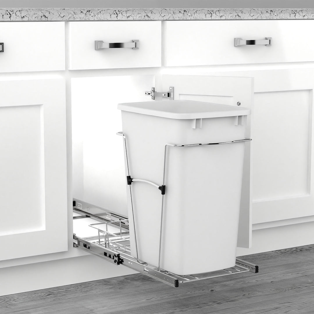 Rev-A-Shelf Pullout Trash Can 35 qt. for Kitchen Cabinets, White, RV-12KD-11C S - VMInnovations