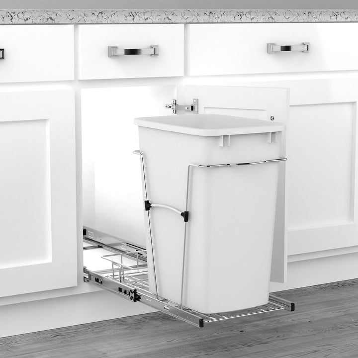 Rev-A-Shelf Pullout Trash Can 35 qt. for Kitchen Cabinets, White, RV-12KD-11C S - VMInnovations