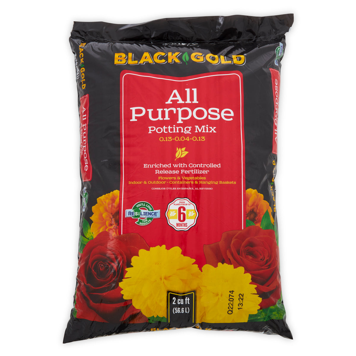 SunGro Black Gold All Purpose Potting Soil Fertilizer Mix, 2 Cu Ft Bag (4 Pack)