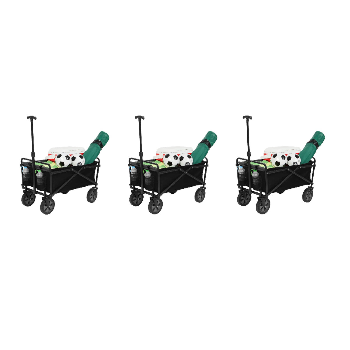 Seina Manual 150lb Capacity Heavy Duty Folding Utility Cart, Black/Gray (3 Pack)