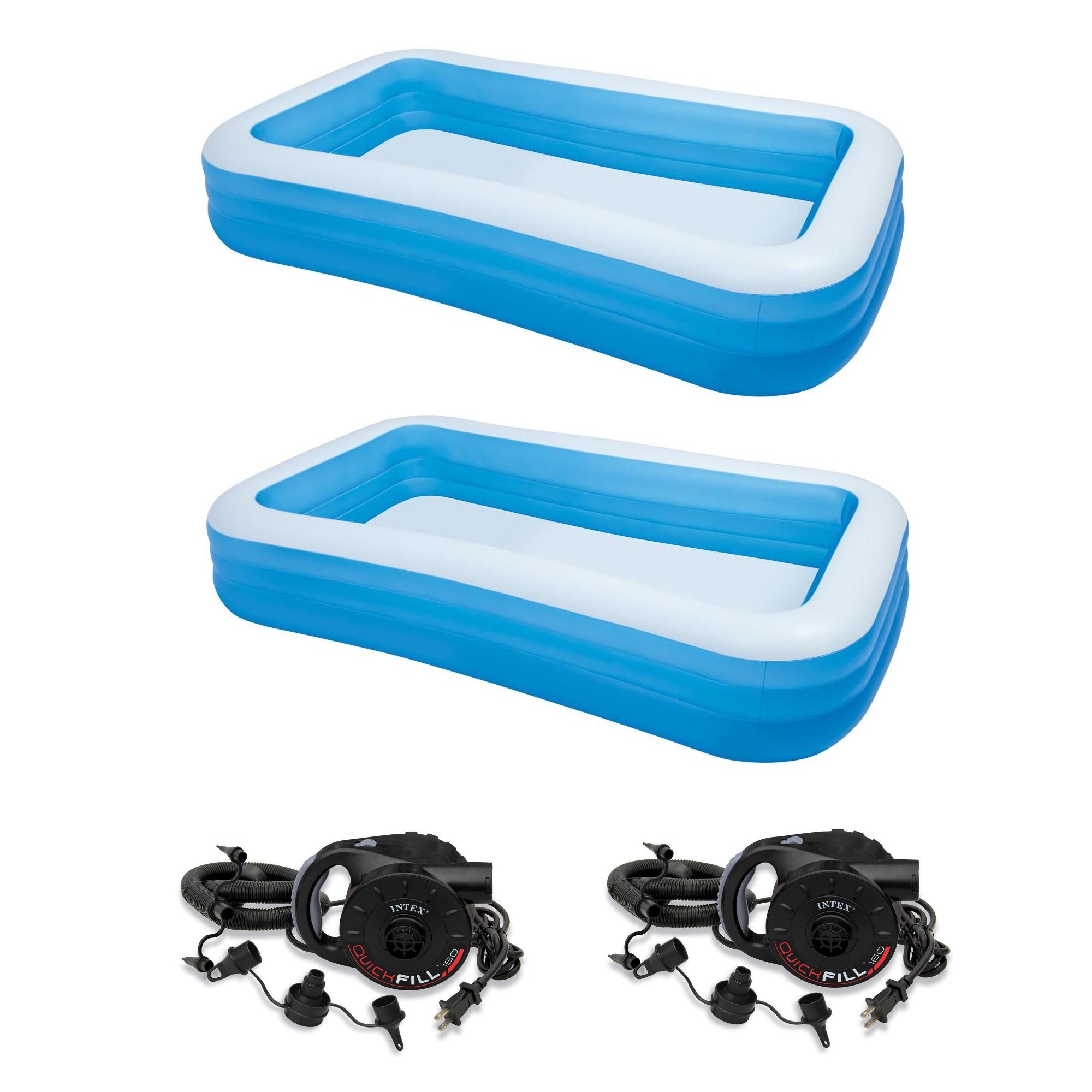 Intex Swim Center Family Inflatable Kiddie Pool (2 Pack) and 120 V Pump (2 Pack)