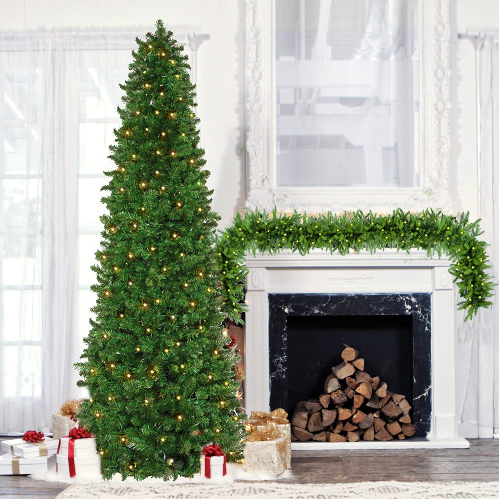 Easy Treezy Natural Pine 6 Ft Pre Lit Holiday Garland w/ White Lights (Open Box) - VMInnovations