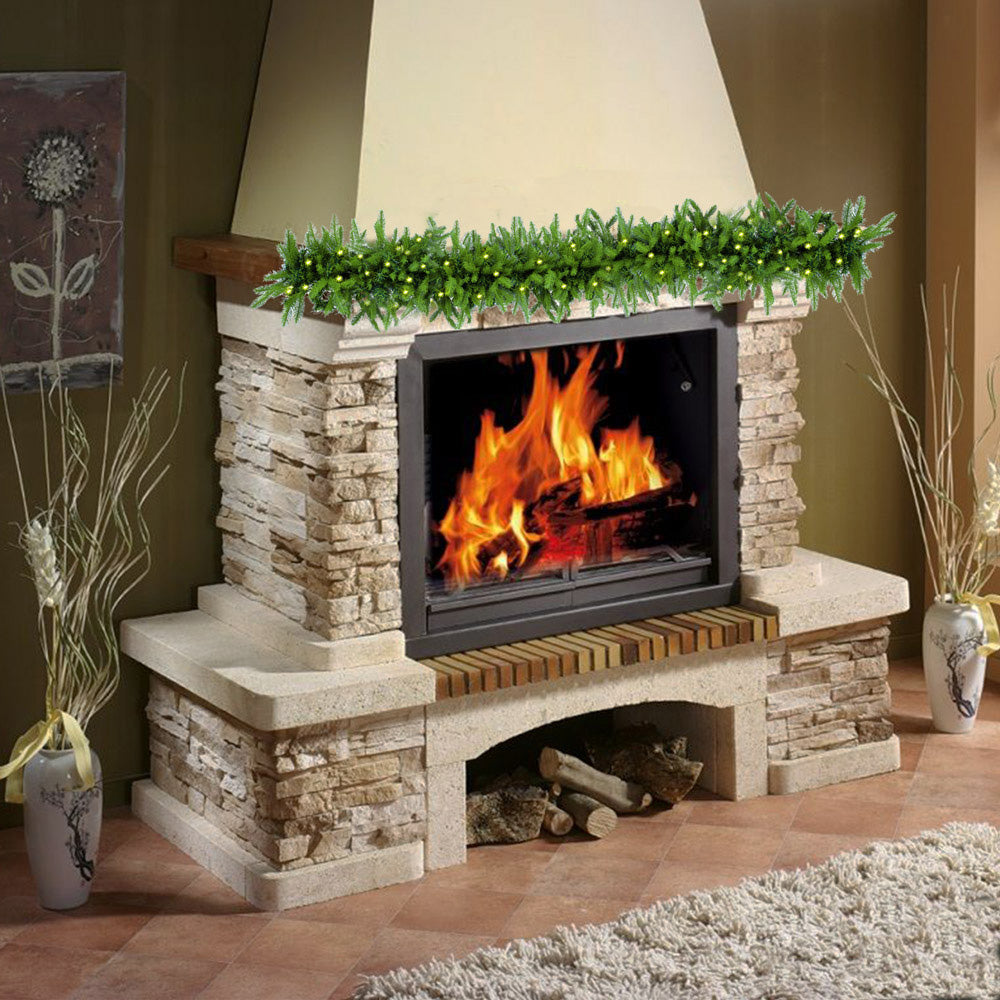 Easy Treezy Natural Pine 6 Ft Pre Lit Holiday Garland w/ White Lights (Open Box) - VMInnovations