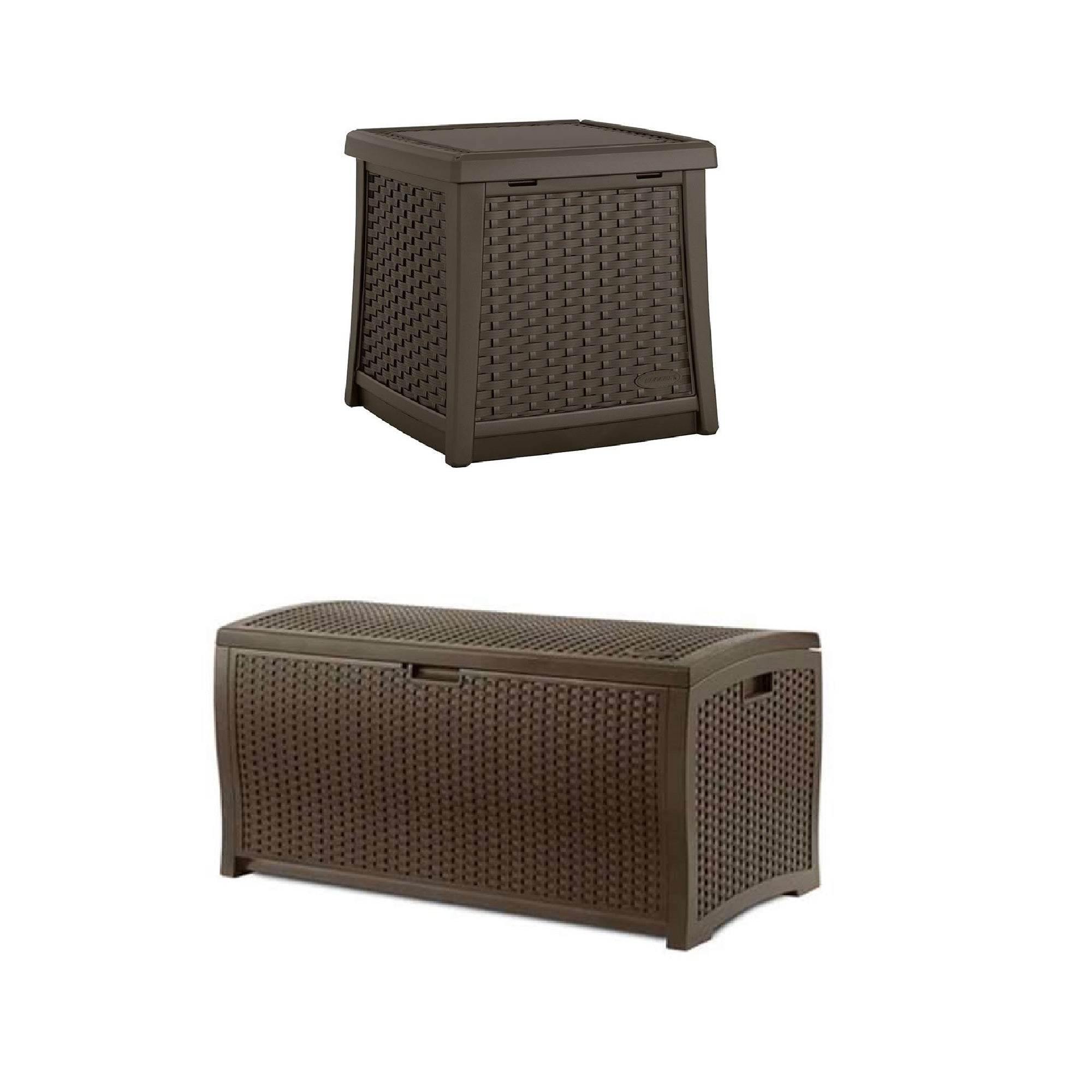 Suncast 13 Gal. Resin Patio End Table & Suncast 73 Gal. Resin Deck Box