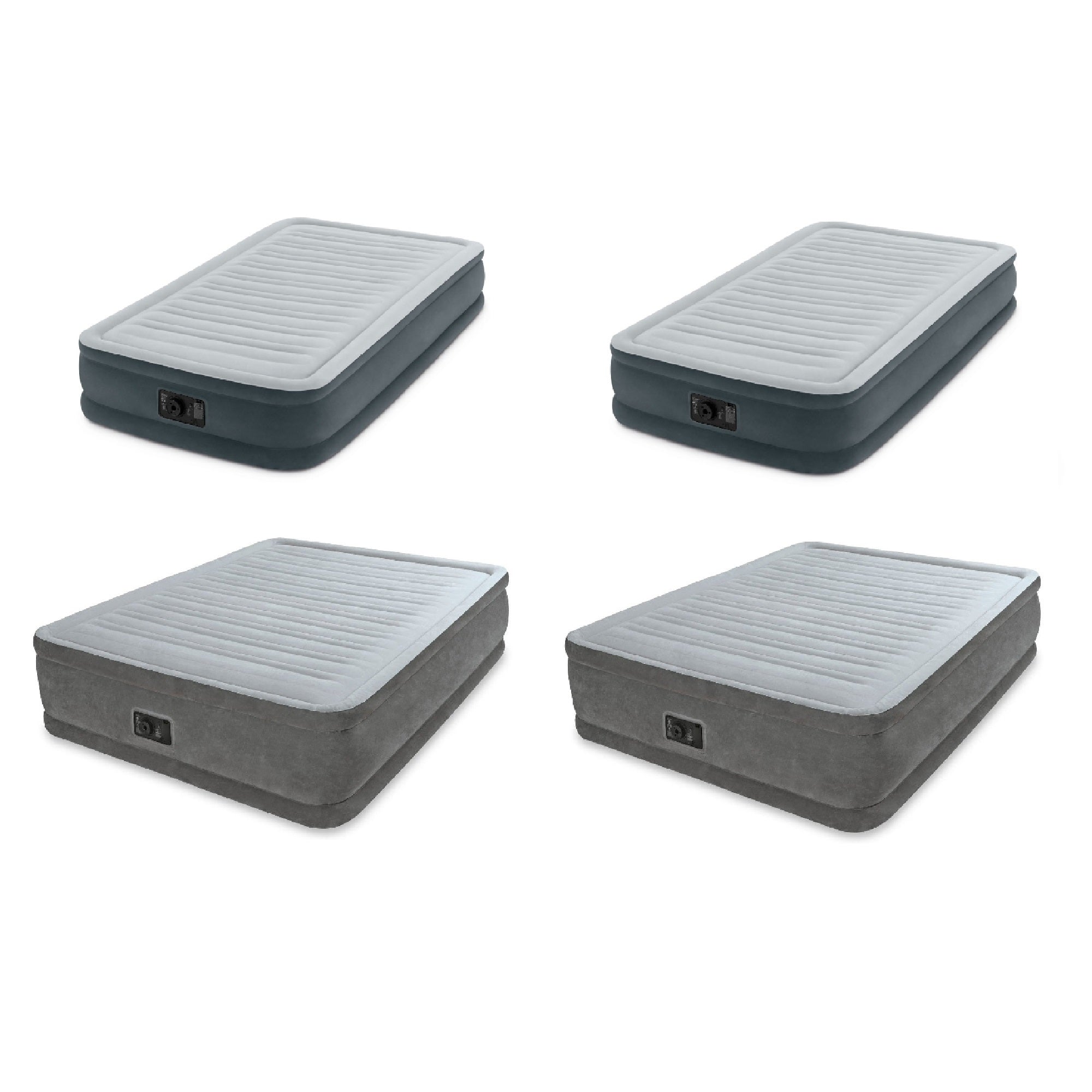 Intex Twin Airbed w/ Electric Pump (2 Pack) & Queen Mattress Air Bed (2 Pack) - VMInnovations