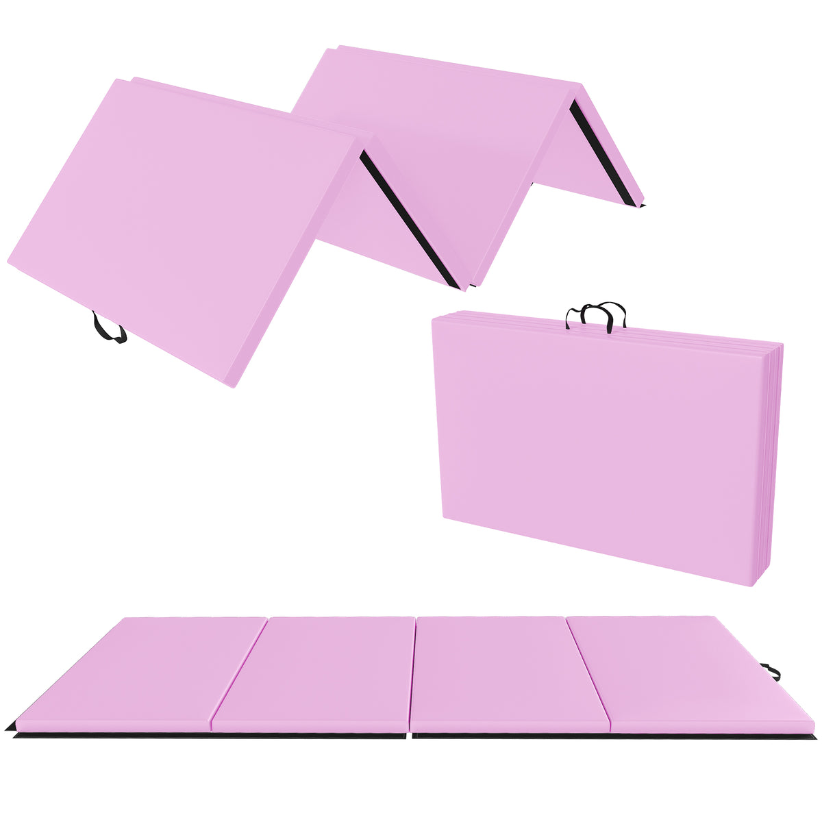 BalanceFrom Fitness 120 x 48" All Purpose Folding Gymnastics Exercise Mat, Pink