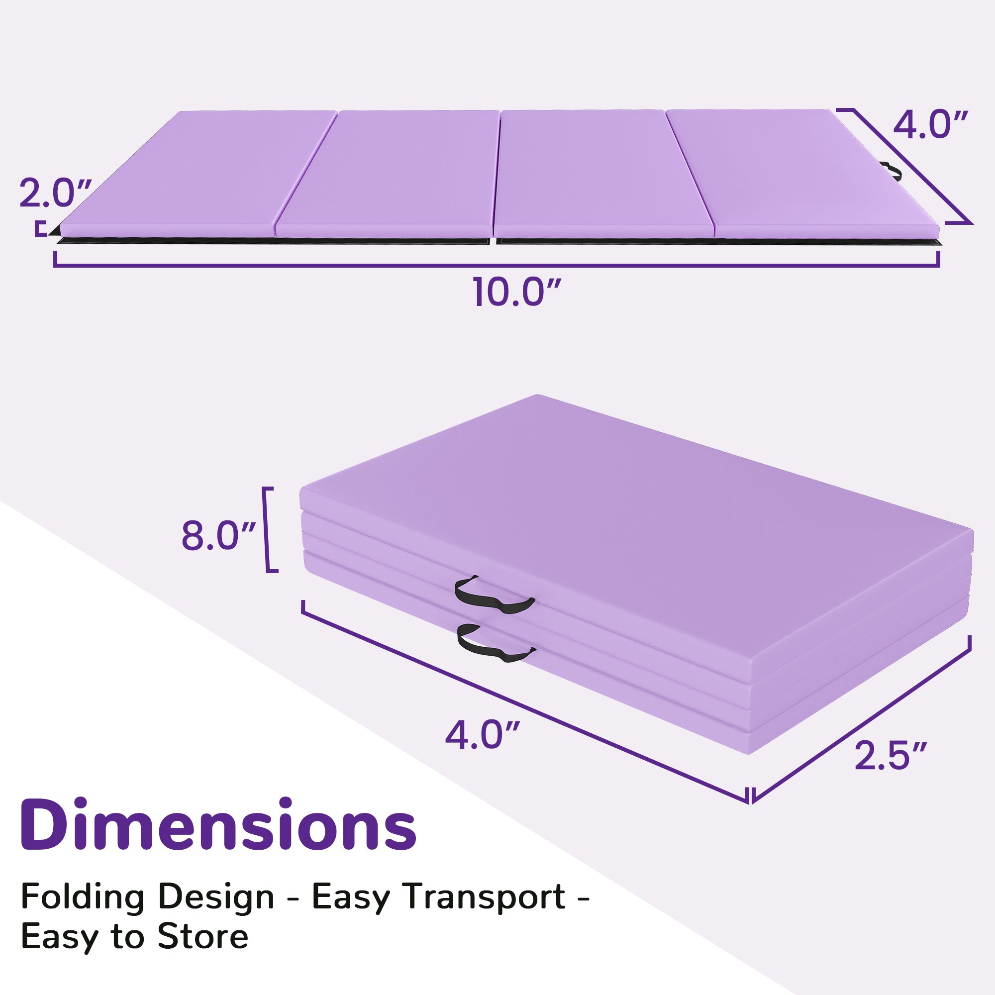 BalanceFrom Fitness 120x48" All Purpose Folding Gymnastics Exercise Mat, Purple