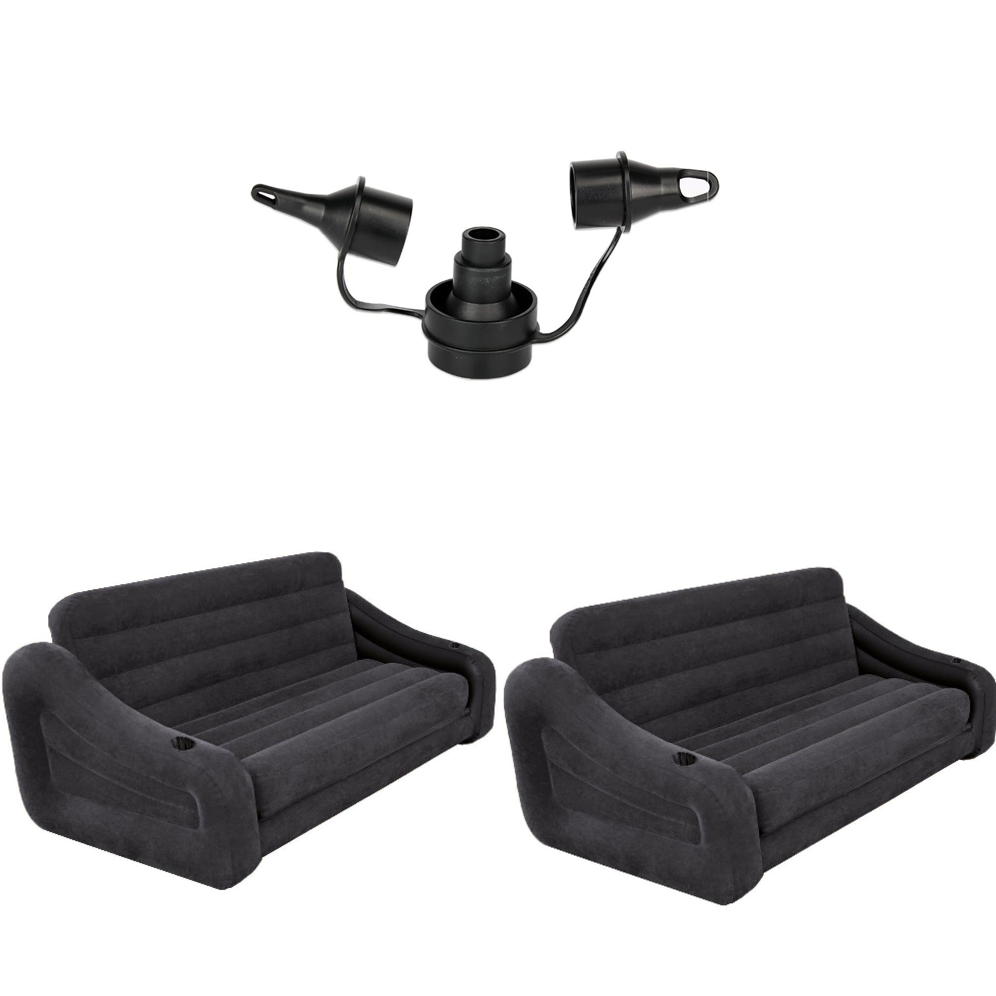 Intex 120V Quick Fill Electric Air Pump Set & Inflatable Queen Futon (2 Pack) - VMInnovations