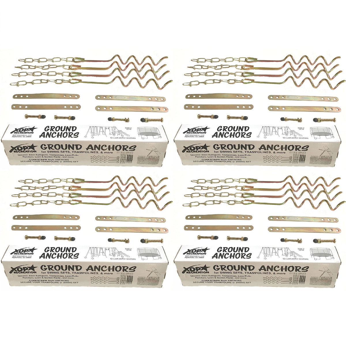 XDP Recreation Swing Set Trampoline & Patio Furniture Metal Anchor Kit (4 Pack)