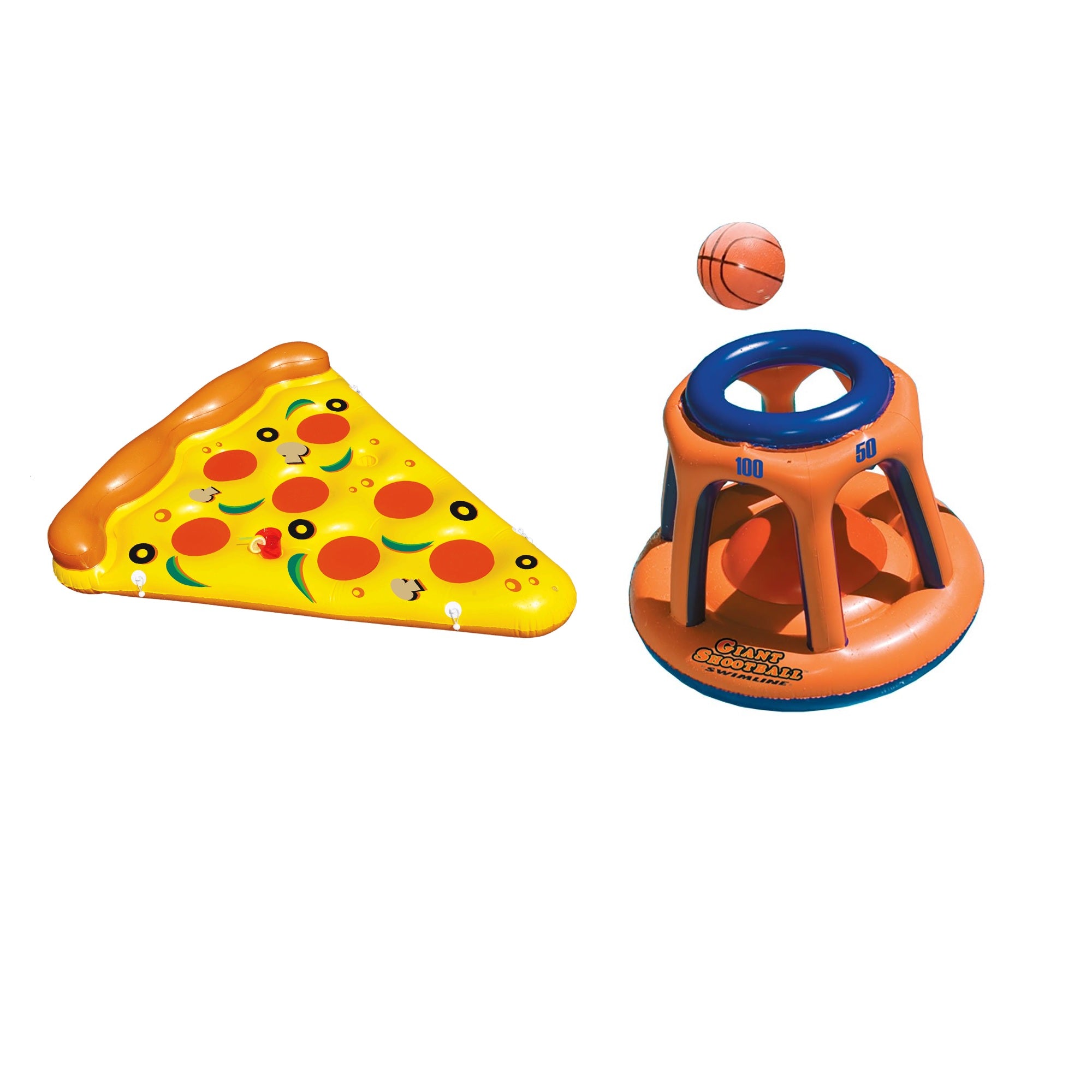 Swimline Pizza Slice Pool Float & Basketball Hoop Inflatable Pool Toy - VMInnovations