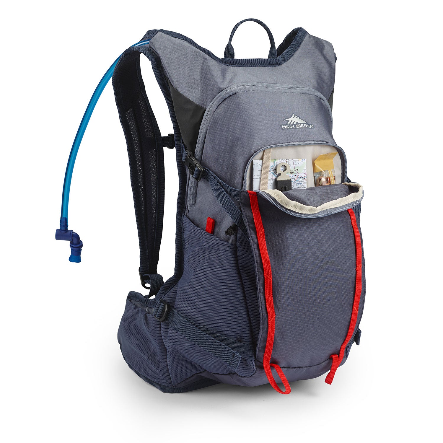 High Sierra Hydrahike 2.0 16L Hydration Water Backpack for Hiking, Gray & Red
