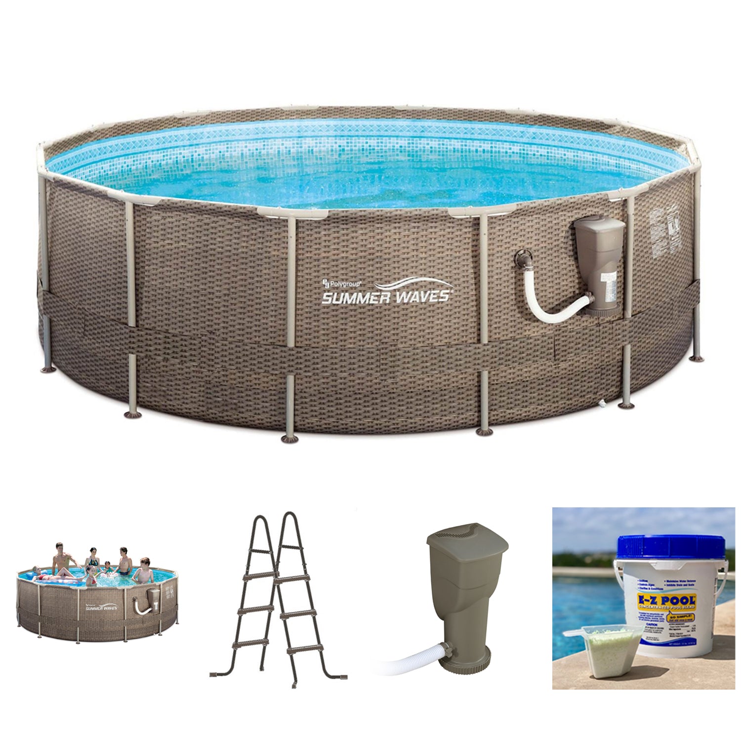 Summer Waves P20014482 14Ft x 48In Round Frame Above Ground Swimming Pool Set - VMInnovations